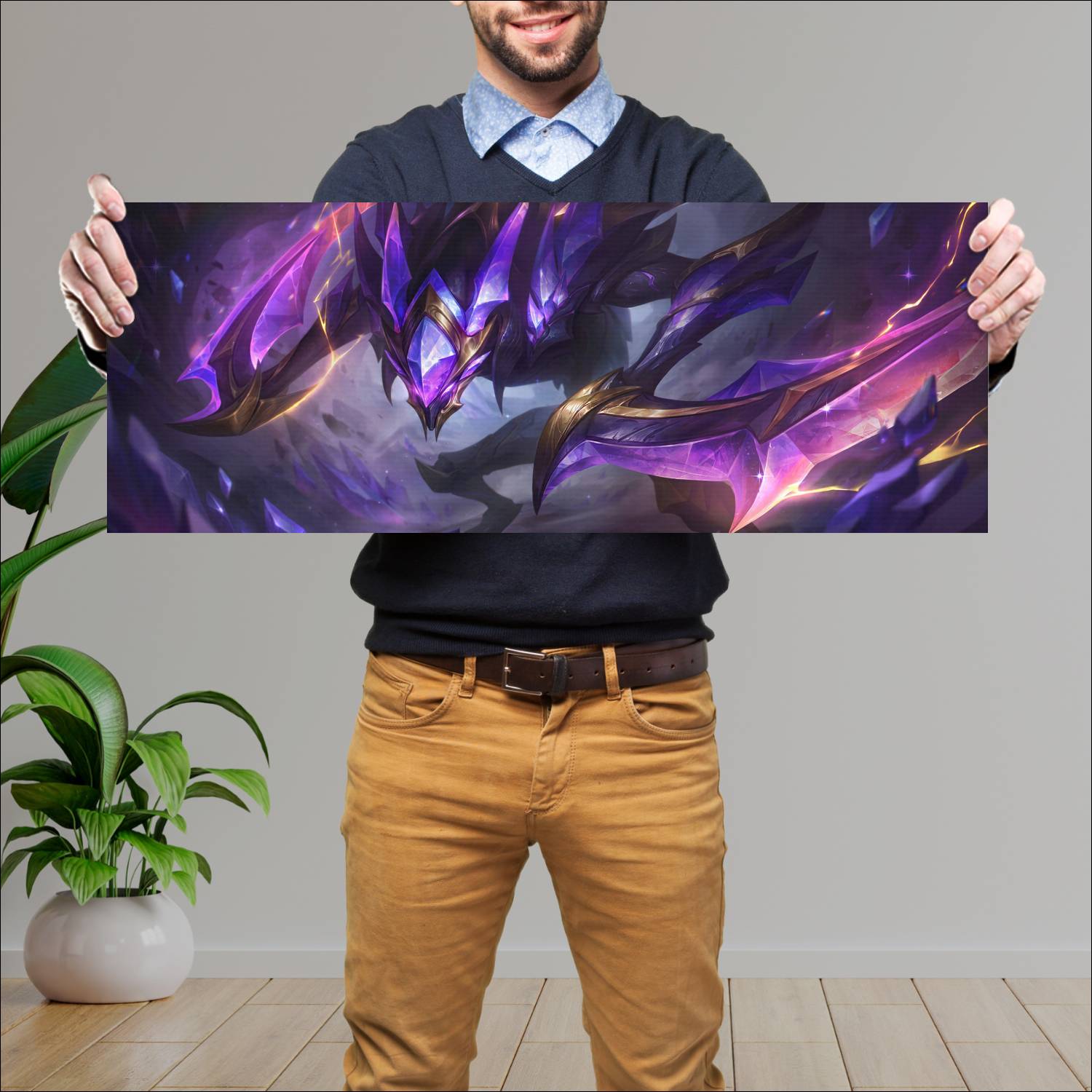 Cuadro grande 30x80cm crystalis indomitus khazix skin lol league of legends