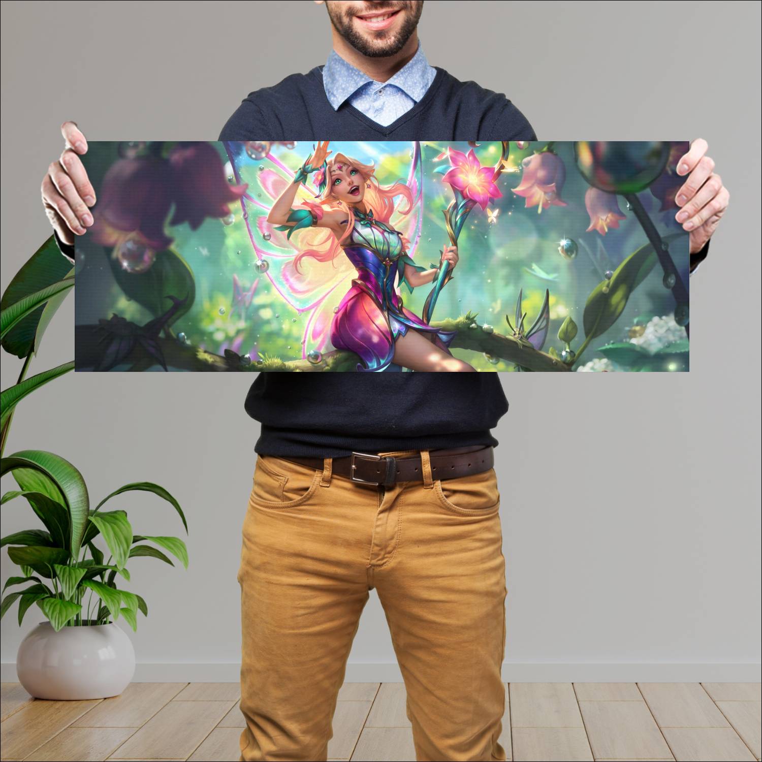 Cuadro grande 30x80cm faerie court lux skin lol league of legends
