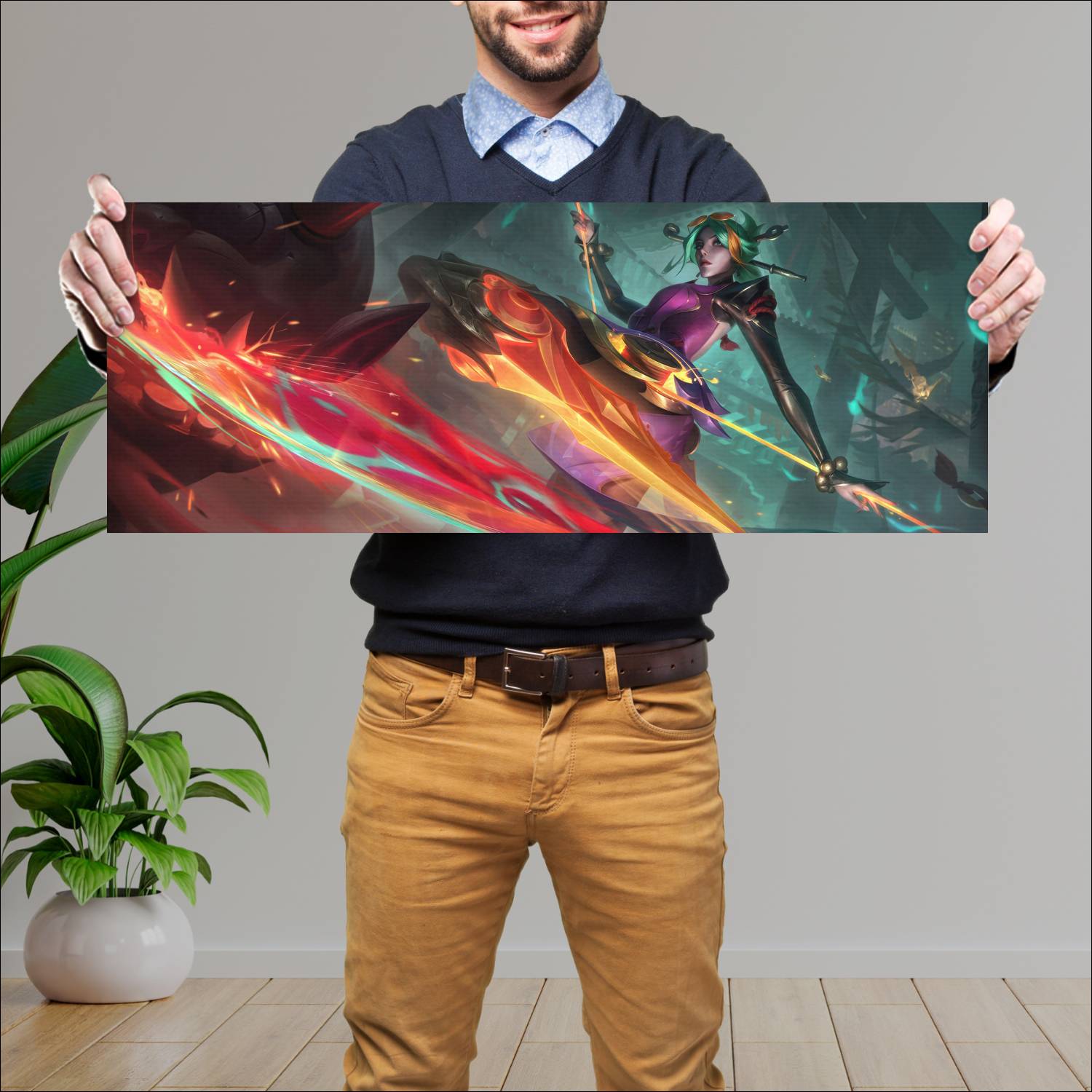 Cuadro grande 30x80cm fiend queller camille skin lol wild rift league of legends