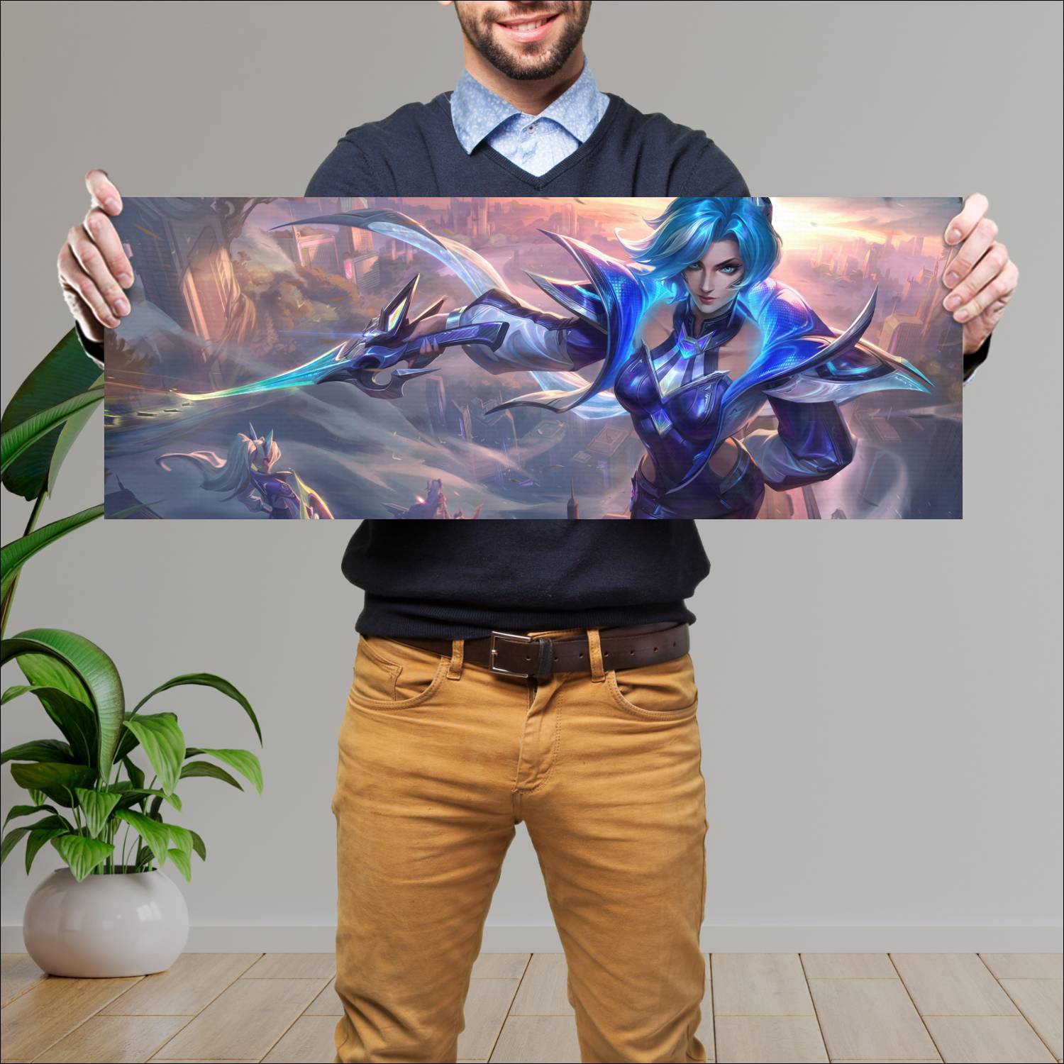 Cuadro grande 30x80cm fiora battle hound lol wild rift skin league of legends