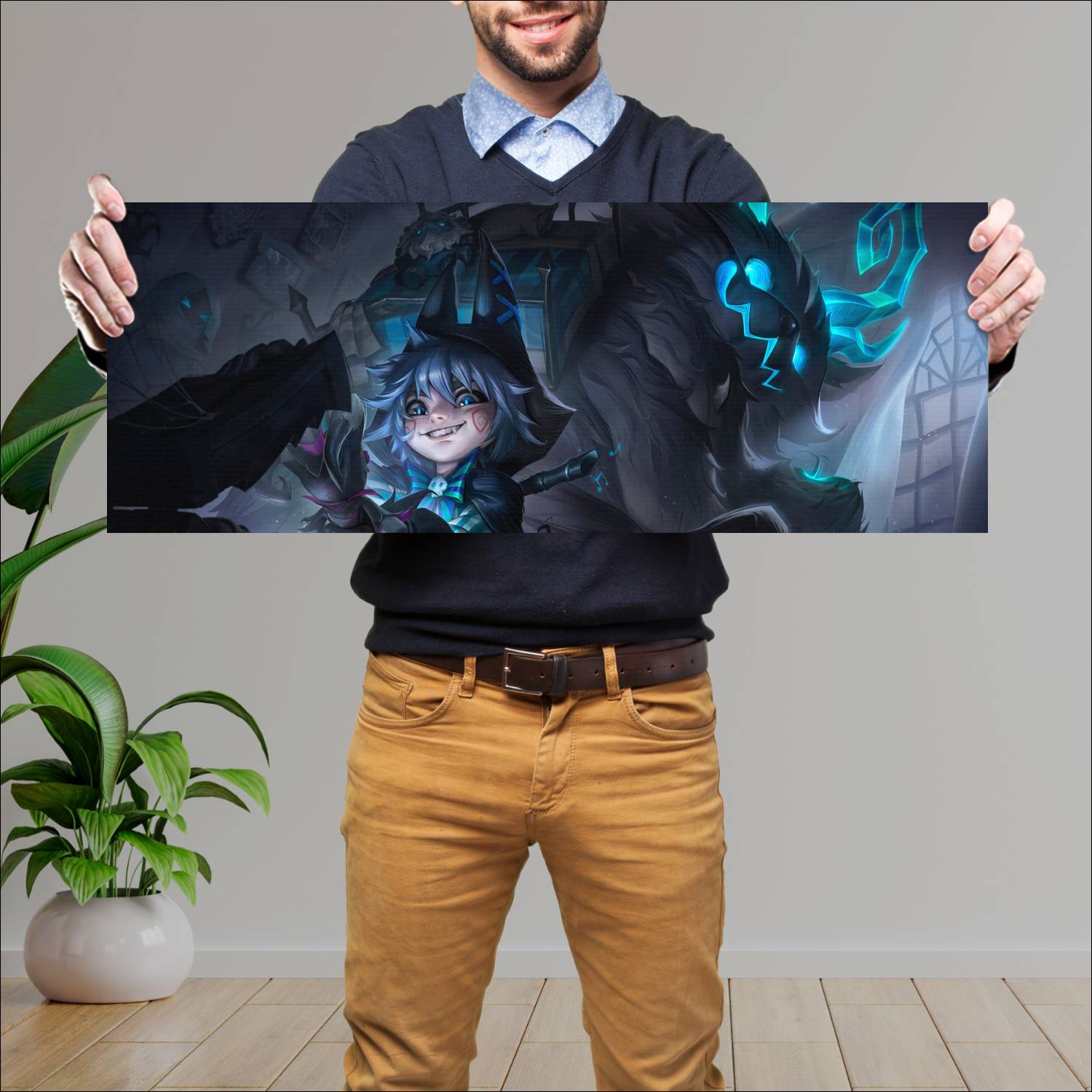 Cuadro grande 30x80cm fright night nunu willump lol skin league of legends