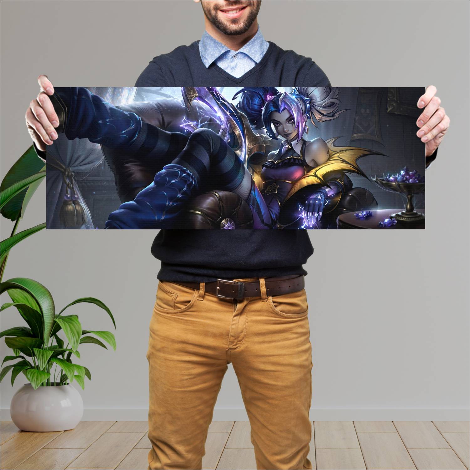 Cuadro grande 30x80cm fright night zeri prestige lol skin league of legends