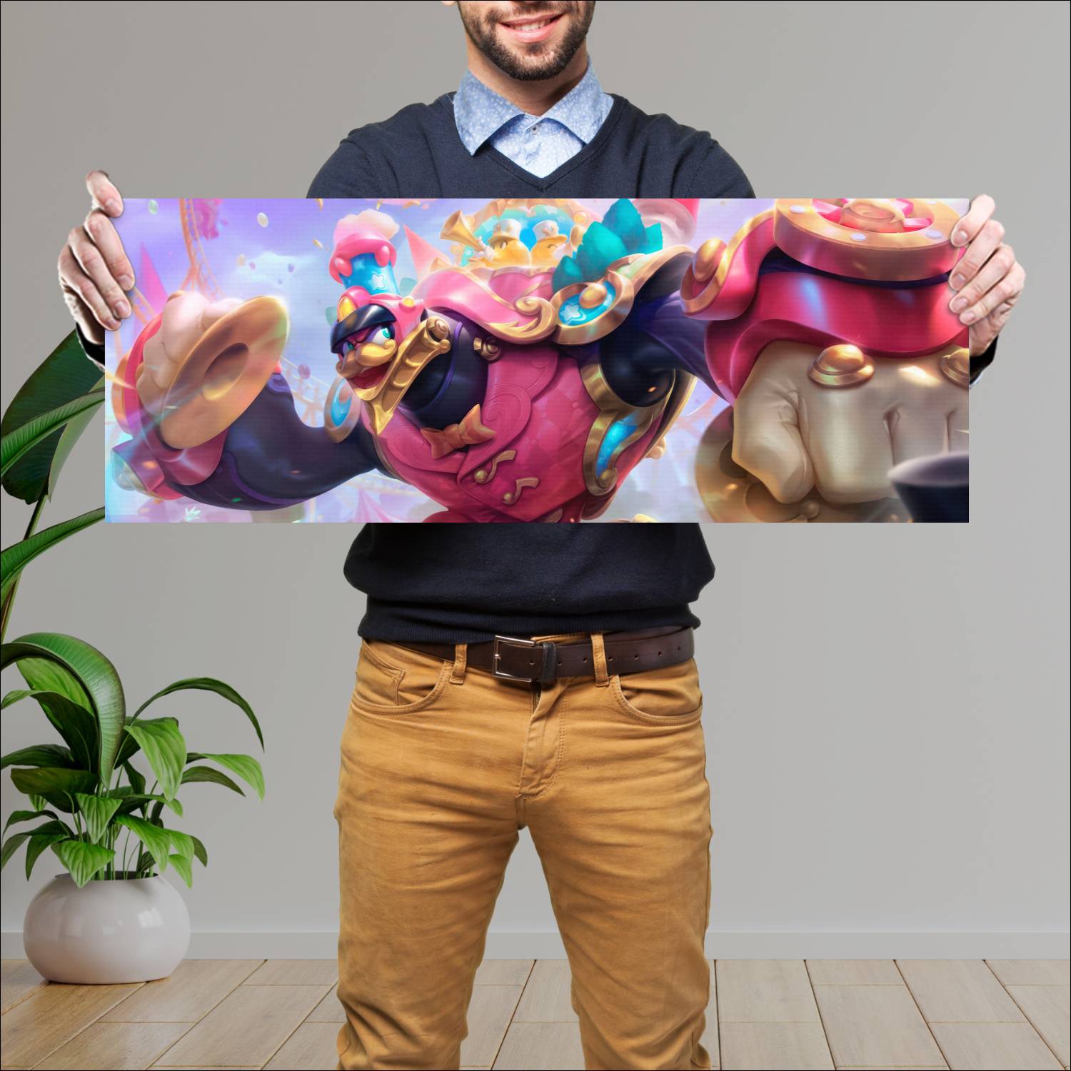 Cuadro grande 30x80cm garden party malphite mythic chroma league of legends