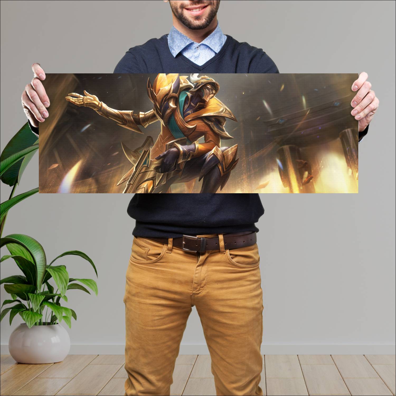 Cuadro grande 30x80cm glorious crown jhin lol skin wild rift league of legends