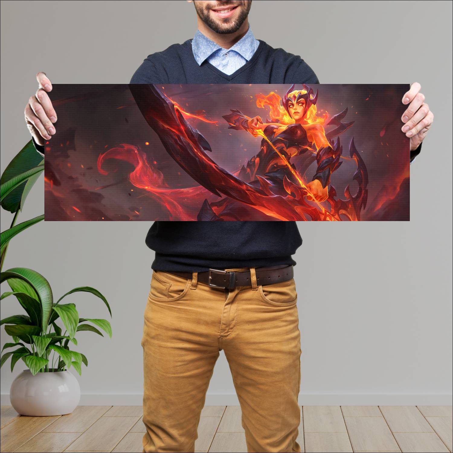 Cuadro grande 30x80cm infernal ashe skin lol league of legends