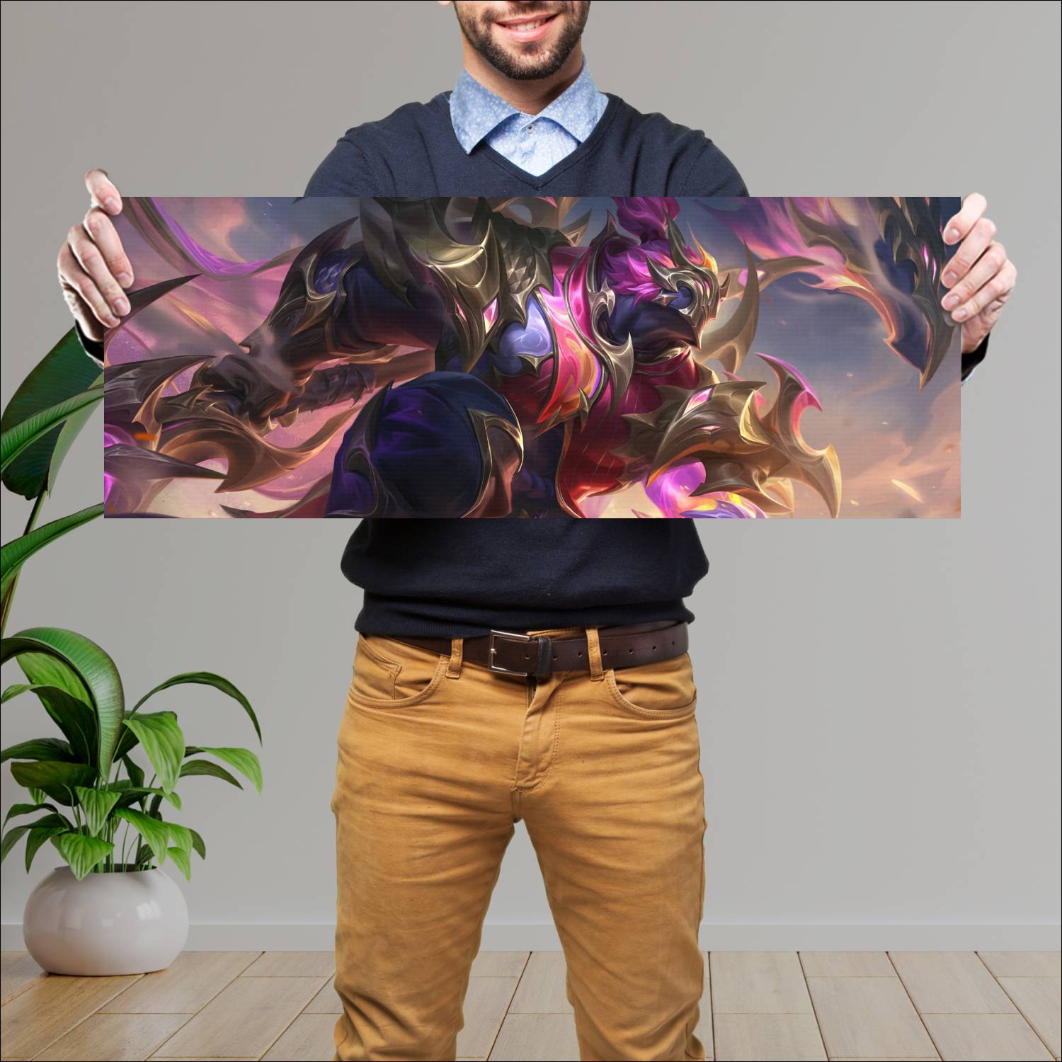 Cuadro grande 30x80cm jax dragonmancer skin lol wild rift league of legends