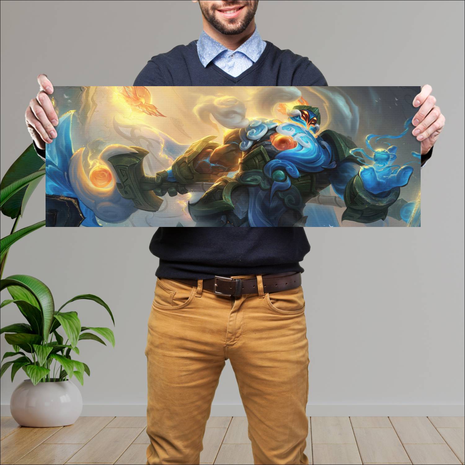 Cuadro grande 30x80cm jax shan hai scrolls lol skin league of legends
