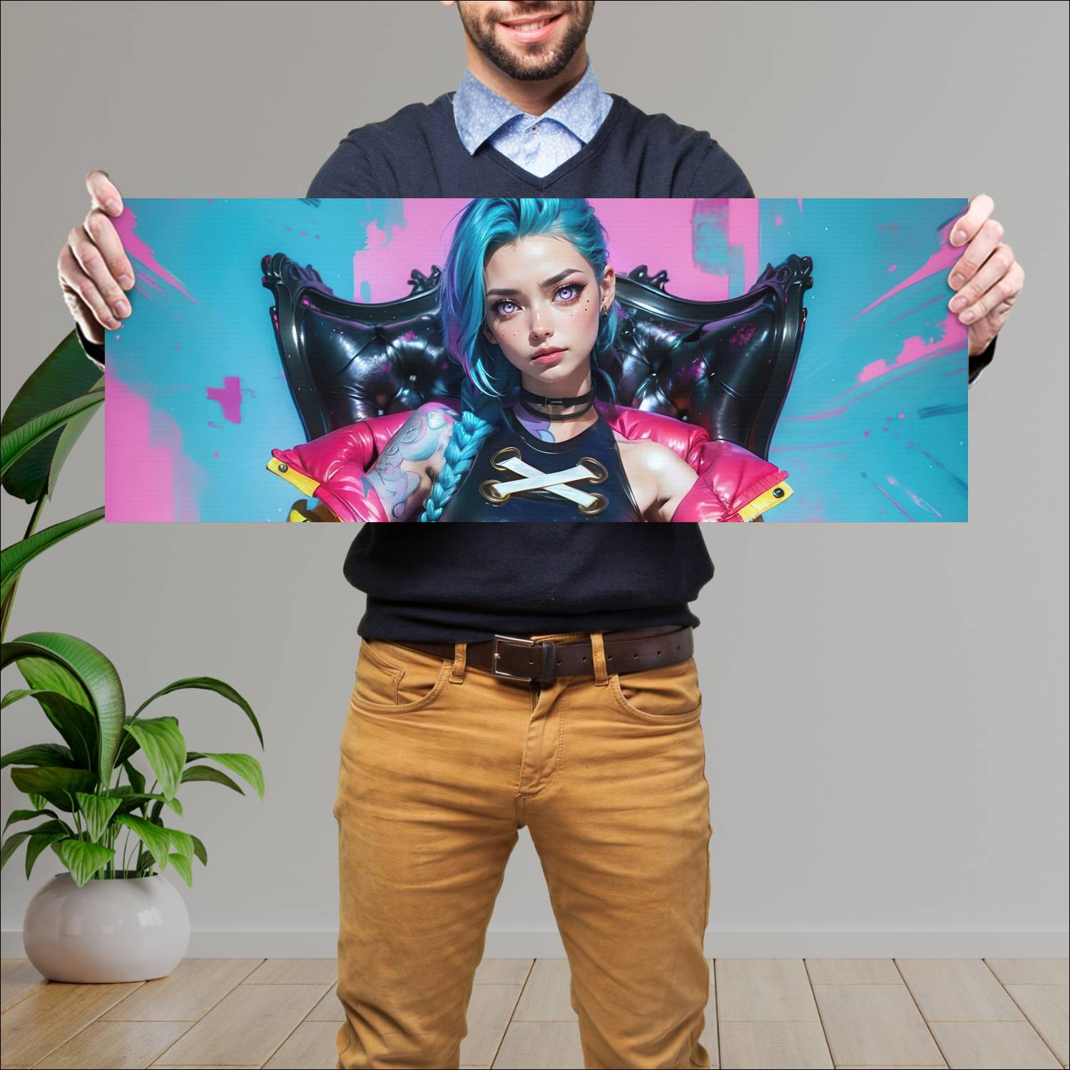 Cuadro grande 30x80cm jinx lol 5662a league of legends