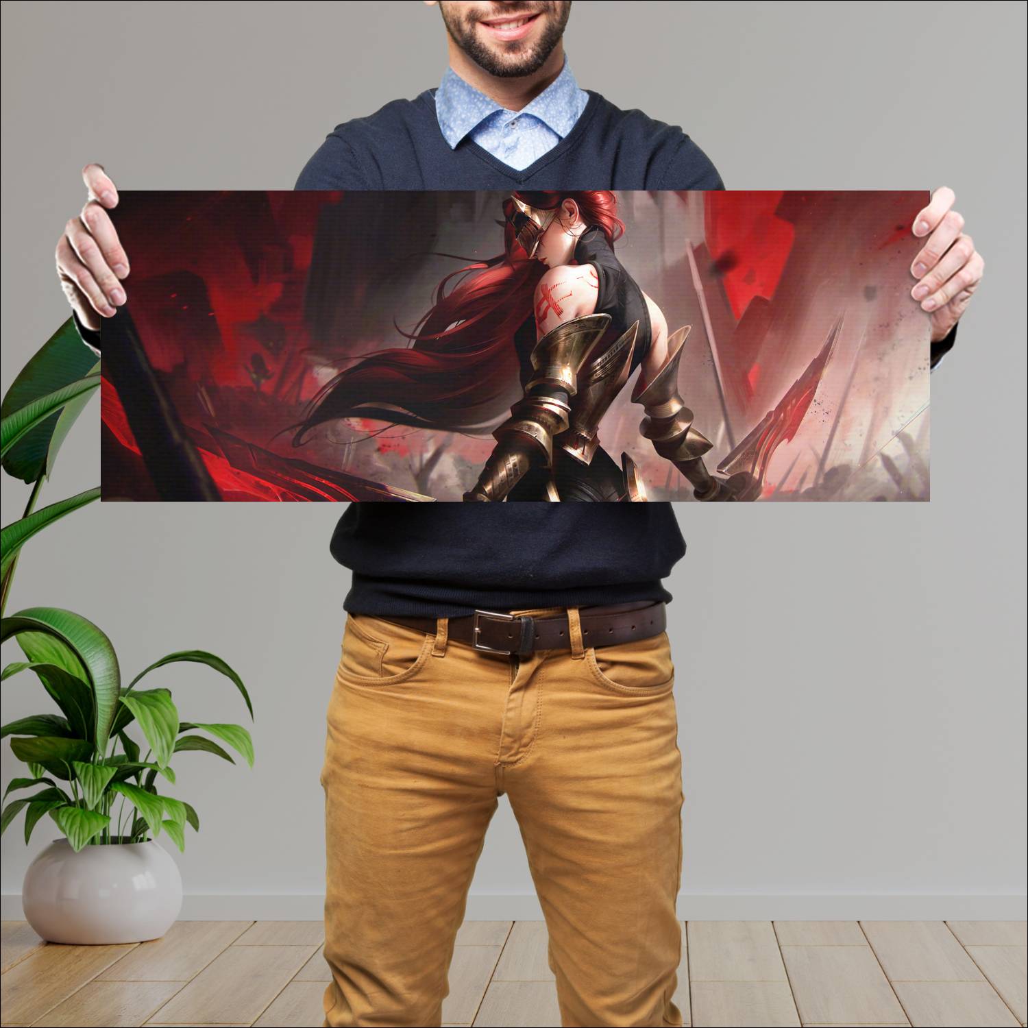 Cuadro grande 30x80cm katarina chosen of the wolf lol skin league of legends