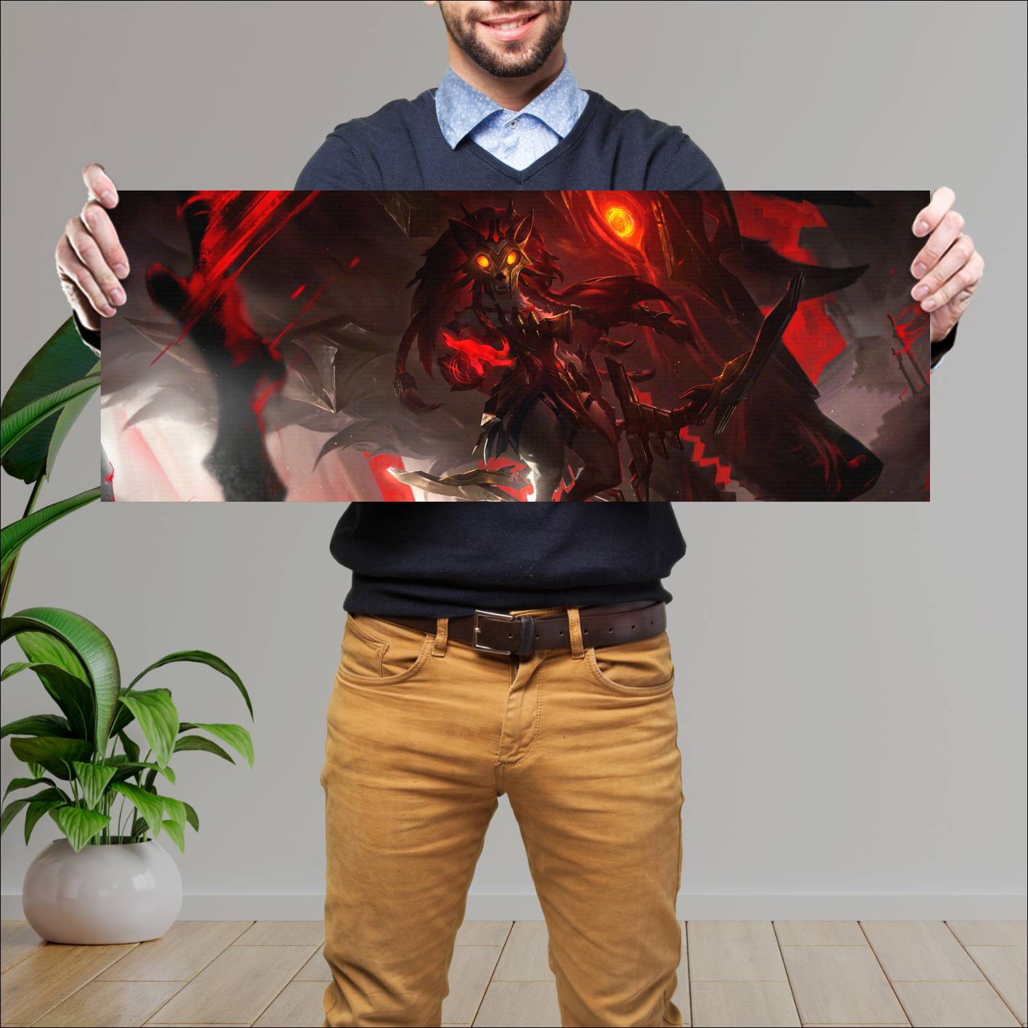 Cuadro grande 30x80cm kindred chosen of the wolf lol skin league of legends