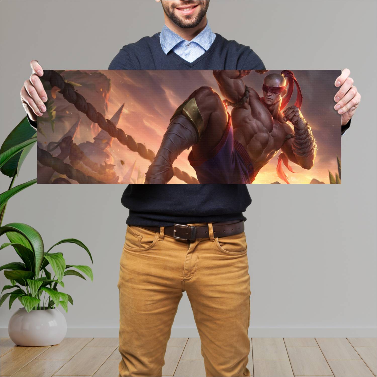 Cuadro grande 30x80cm muay thai lee sin skin league of legends