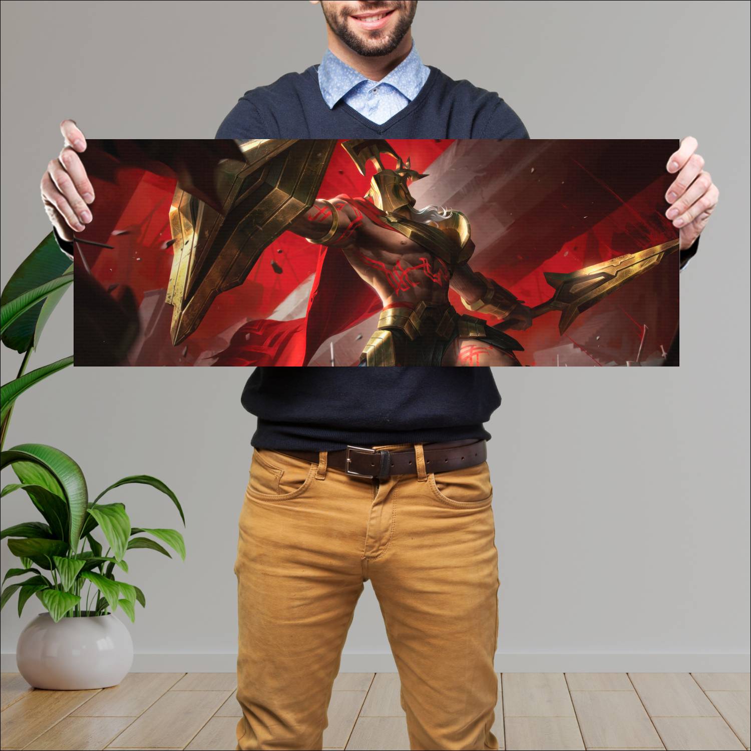 Cuadro grande 30x80cm pantheon chosen of the wolf lol league of legends