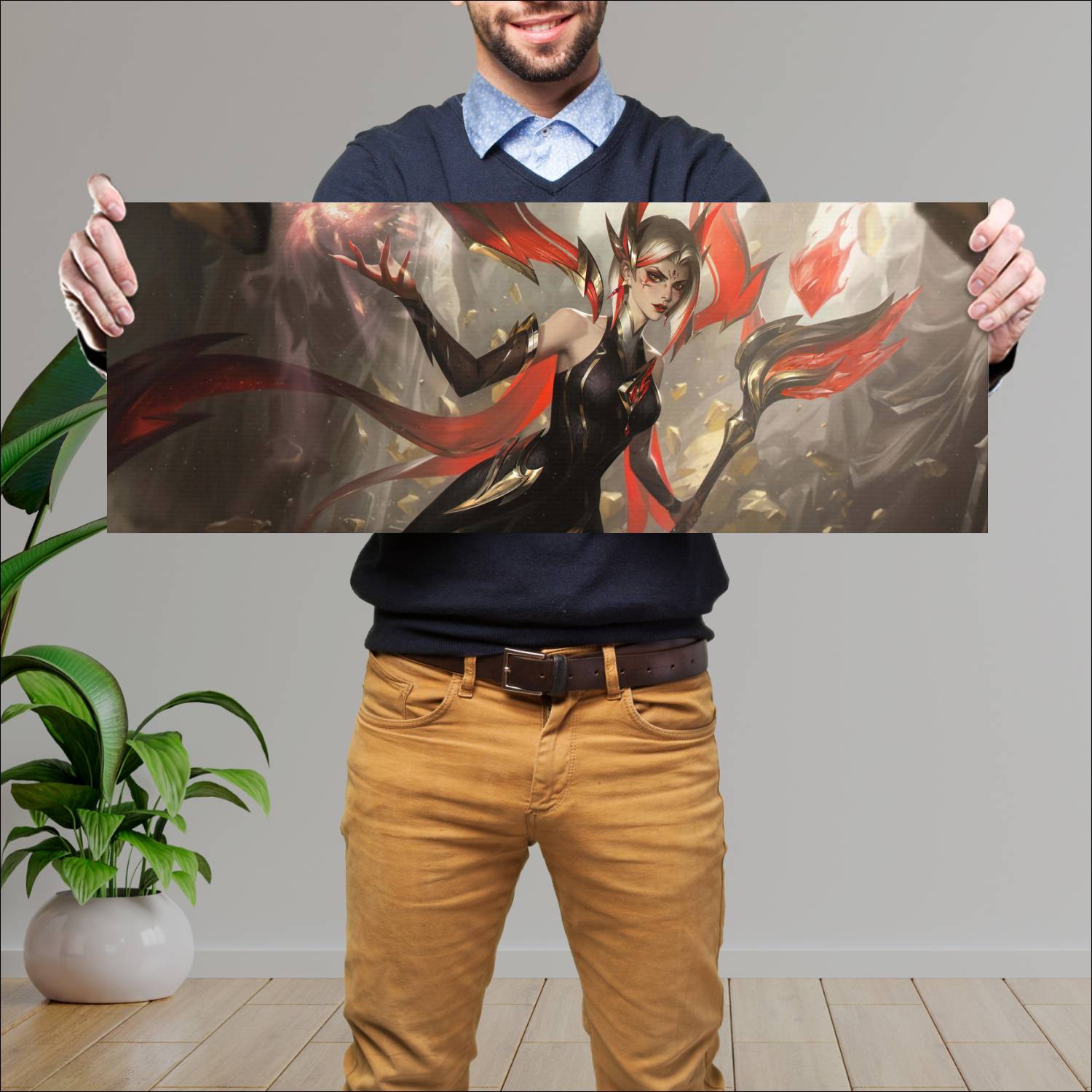 Cuadro grande 30x80cm risen legend leblanc skin league of legends