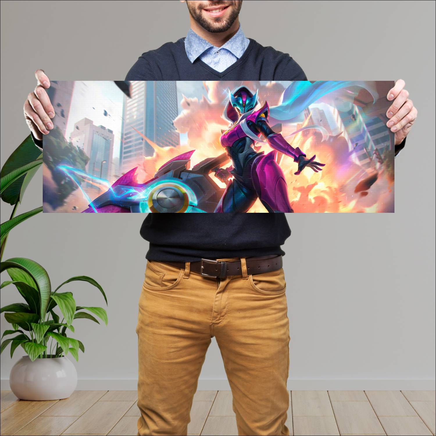 Cuadro grande 30x80cm senna masked justice skin league of legends