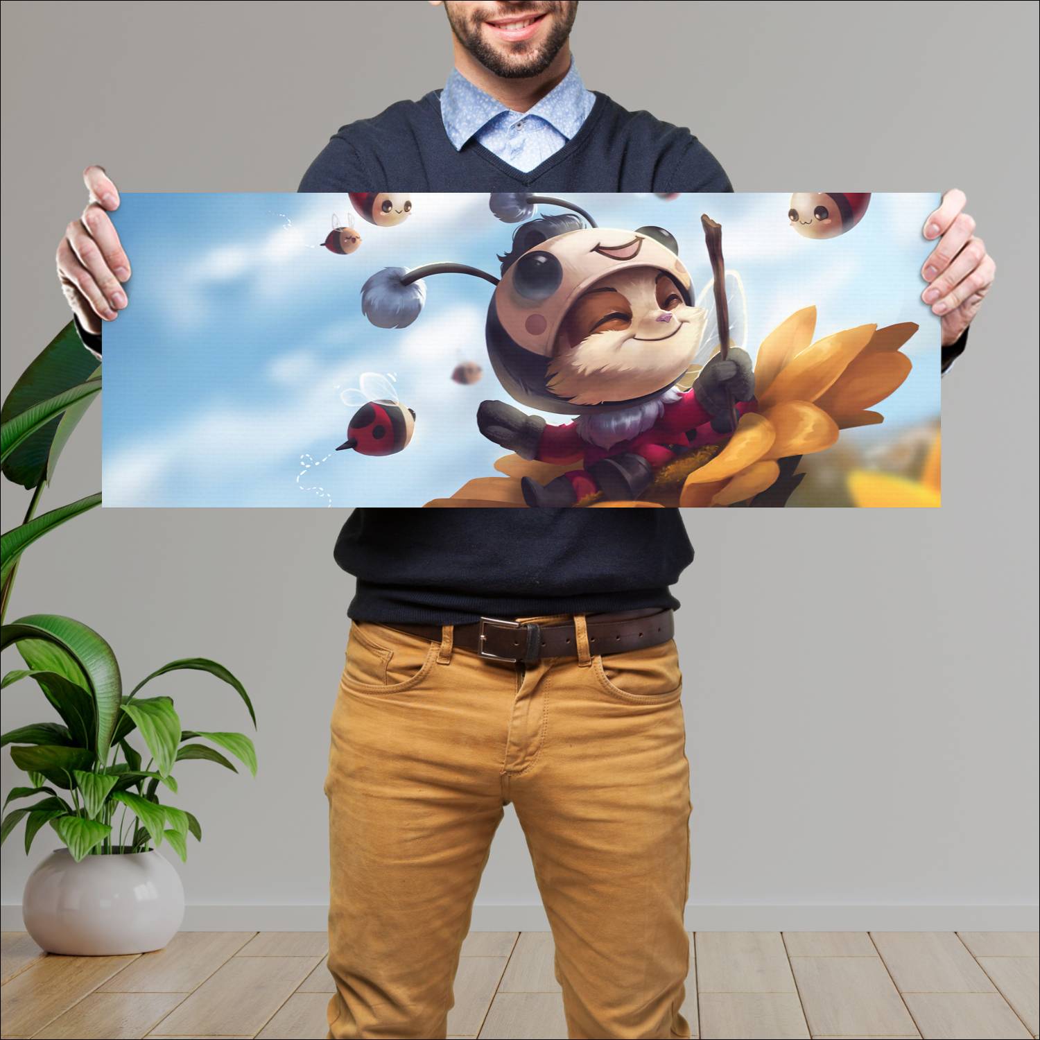 Cuadro grande 30x80cm teemo bee beemo league of legends