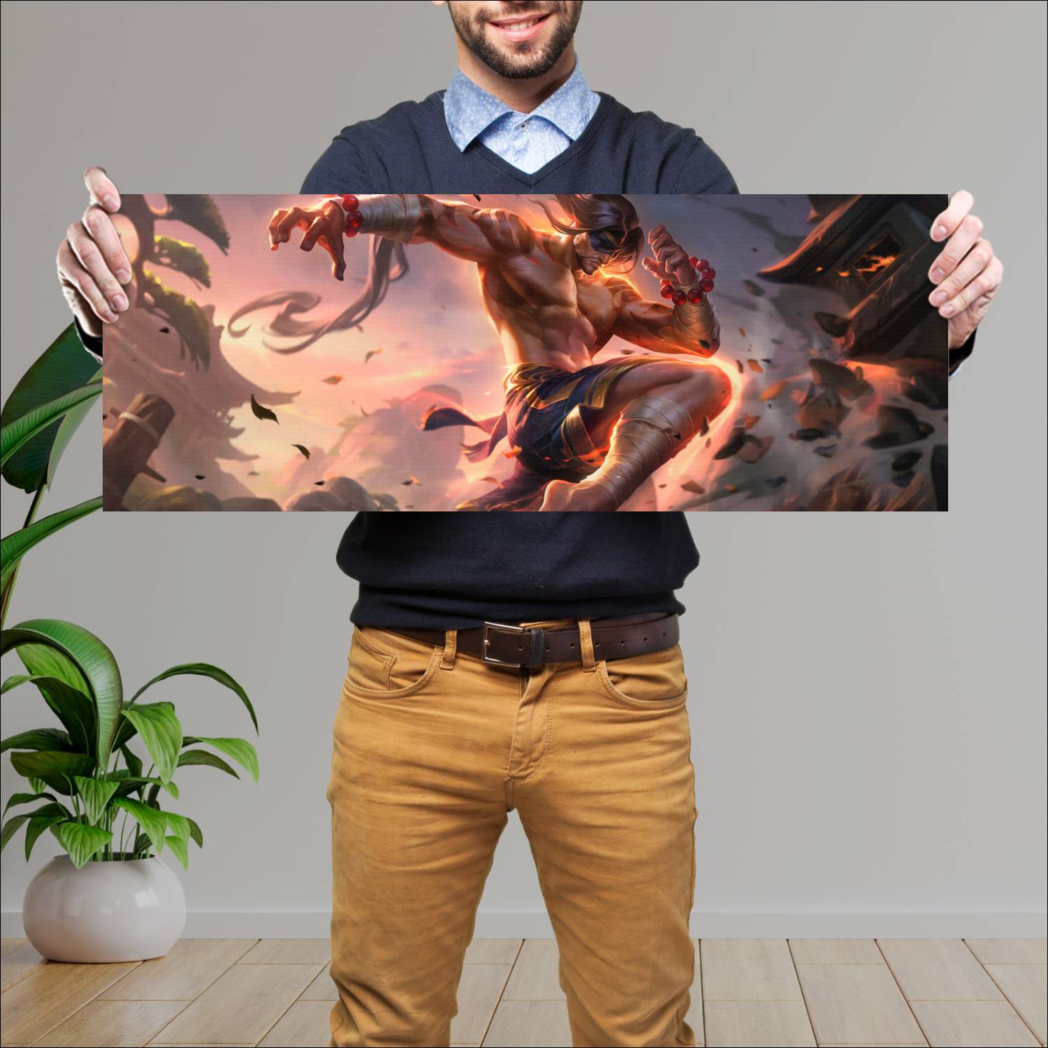 Cuadro grande 30x80cm traditional lee sin update skin league of legends