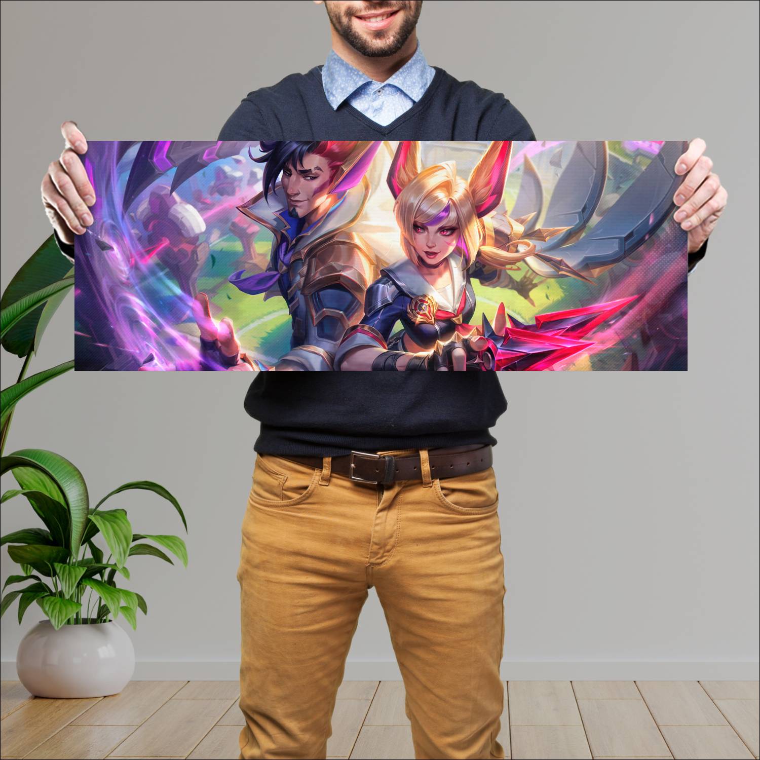Cuadro grande 30x80cm xayah rakan battle academia league of legends