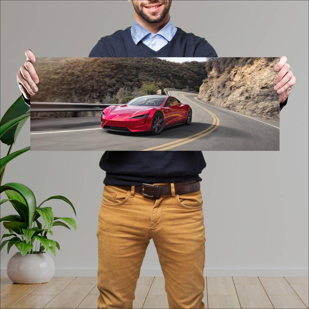Cuadro grande 30x80cm 2020 Tesla Roadster 004 Tesla