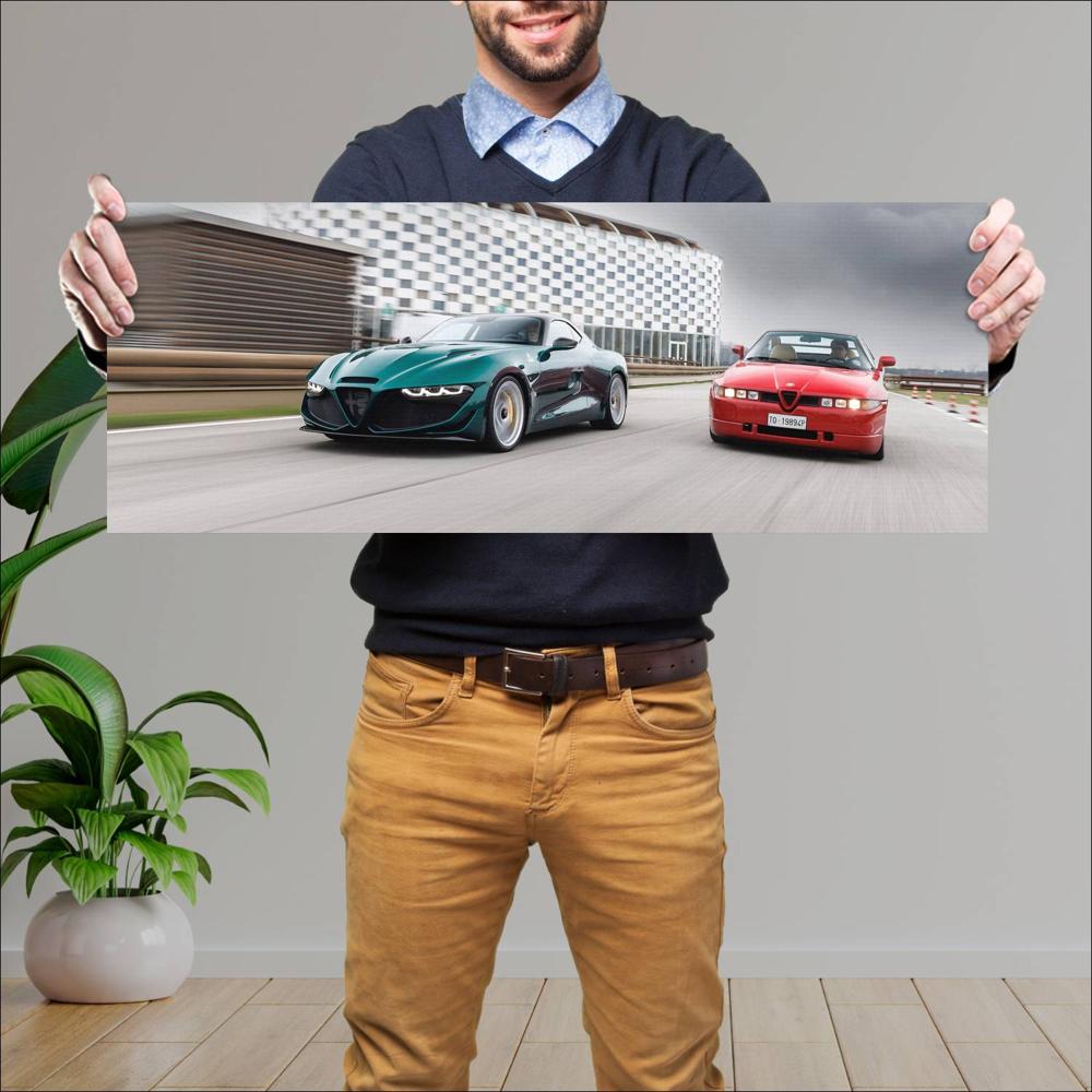 Cuadro grande 30x80cm 2022 Alfa Romeo Giulia SWB Zagato 004 Alfa