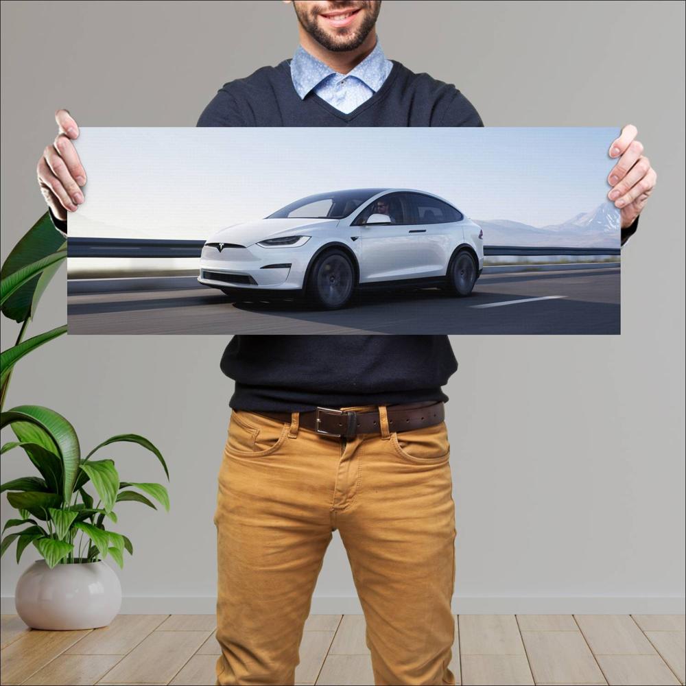 Cuadro grande 30x80cm 2022 Tesla Model X Plaid 003 Tesla