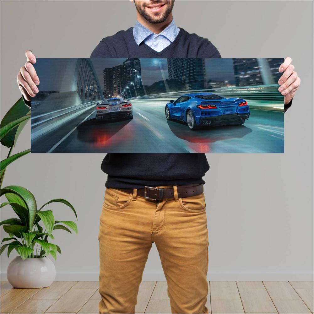 Cuadro grande 30x80cm 2024 Chevrolet Corvette E Ray 003 Chevrolet