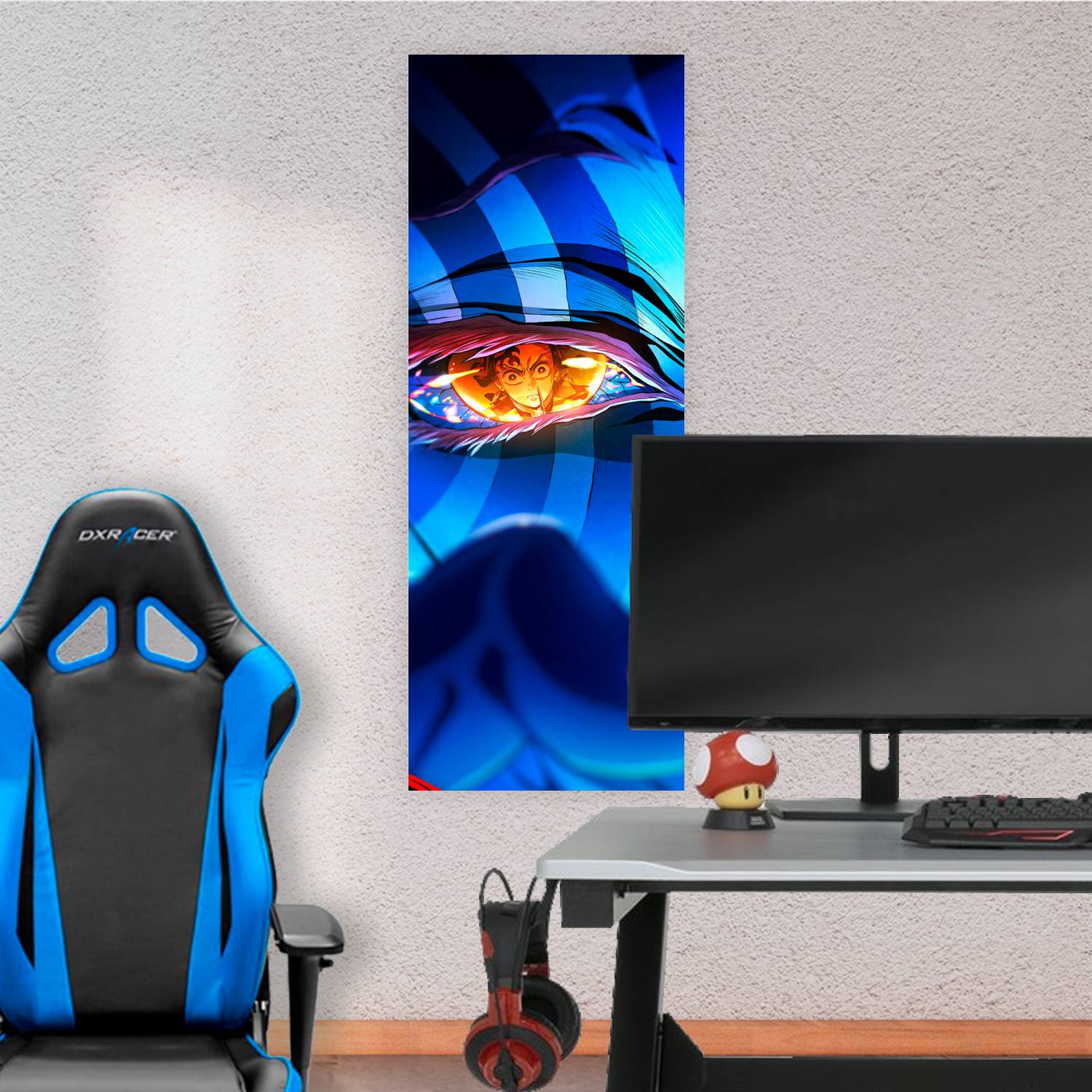 Cuadro grande 30x80cm Akaza vs Tanjiro Kimetsu no Yaiba