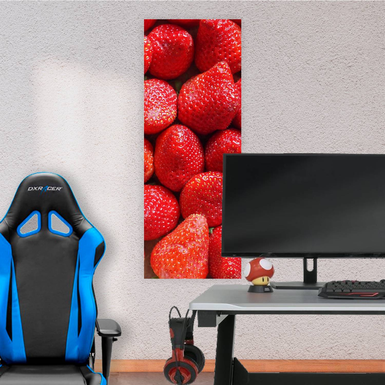Cuadro grande 30x80cm frutillas rojas fondo Comida