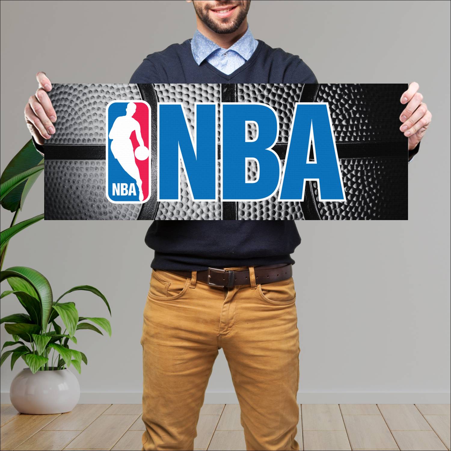 Cuadro grande 30x80cm NBA pelota gris NBA Basquet