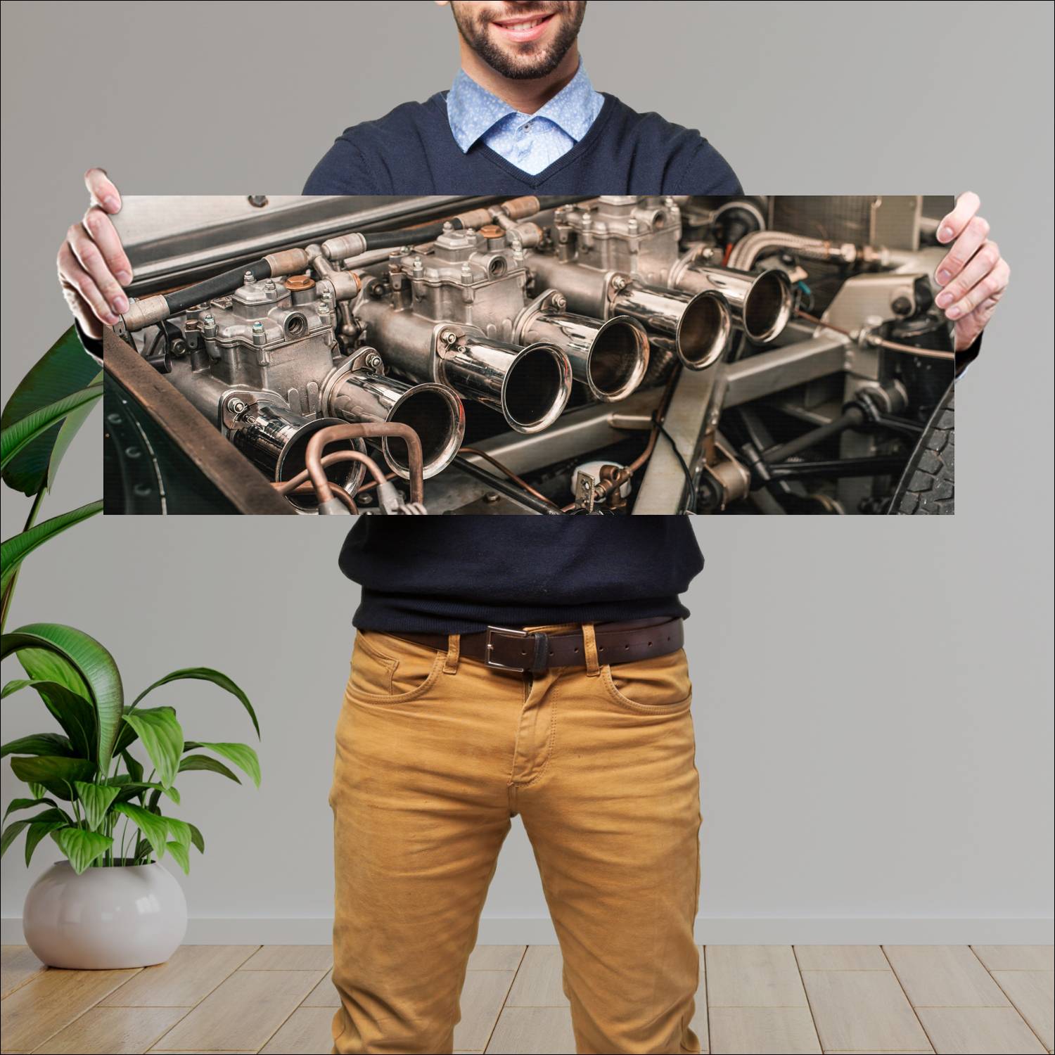 Cuadro grande 30x80cm 1956 Jaguar D Type Jaguar