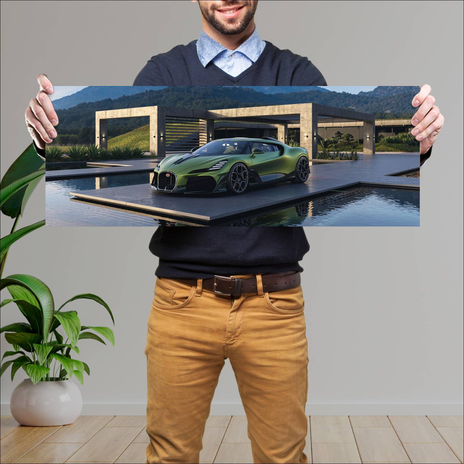 Cuadro grande 30x80cm 2025 Bugatti Brouillard Bugatti