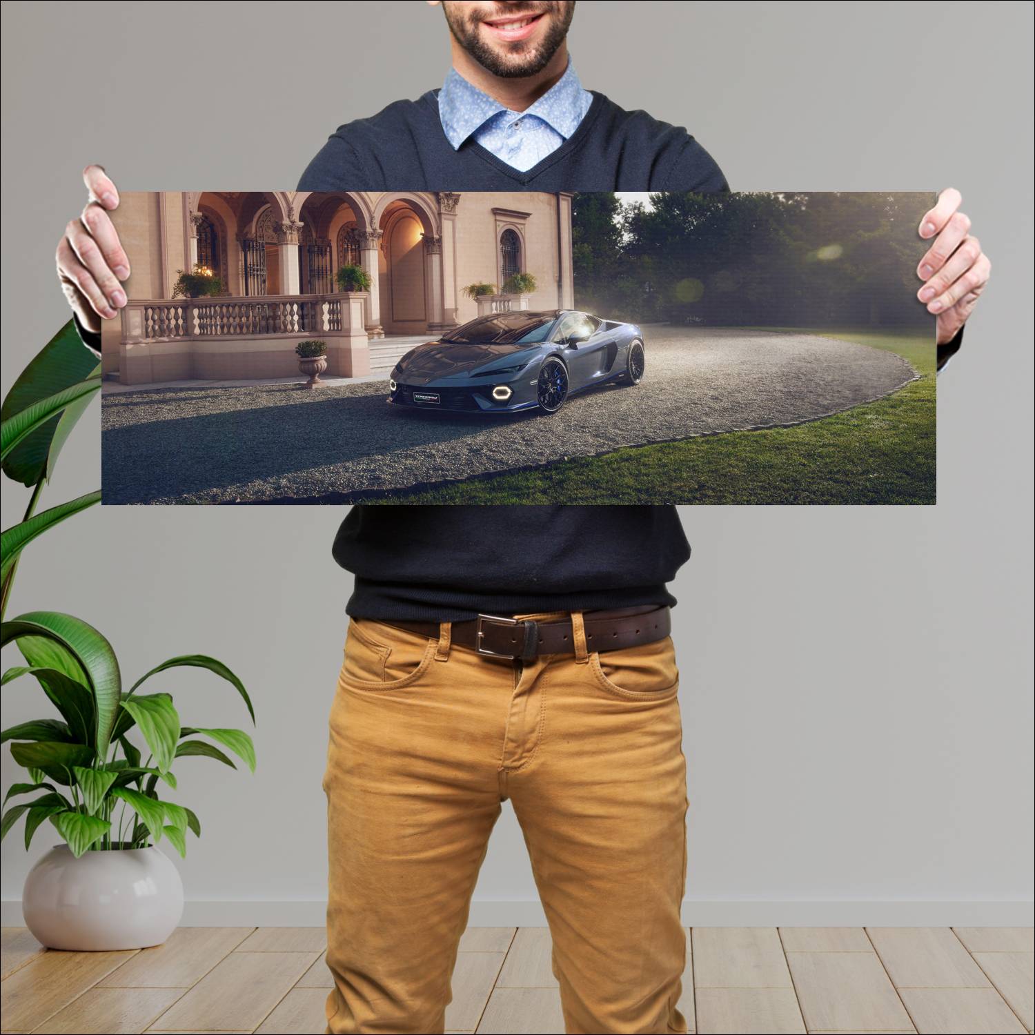 Cuadro grande 30x80cm 2025 Lamborghini Temerario Porto Cervo Lamborghini