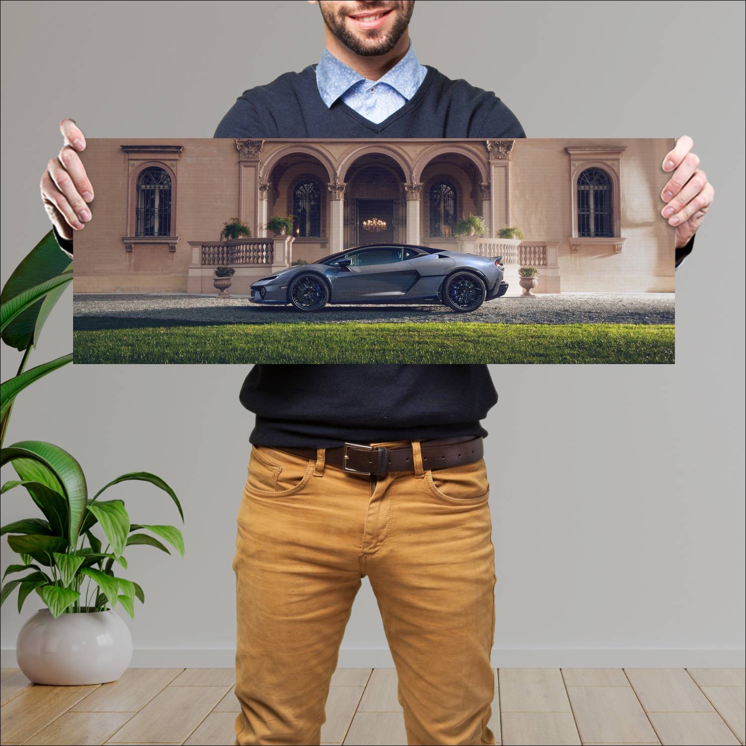 Cuadro grande 30x80cm 2025 Lamborghini Temerario Porto Cervo Lamborghini