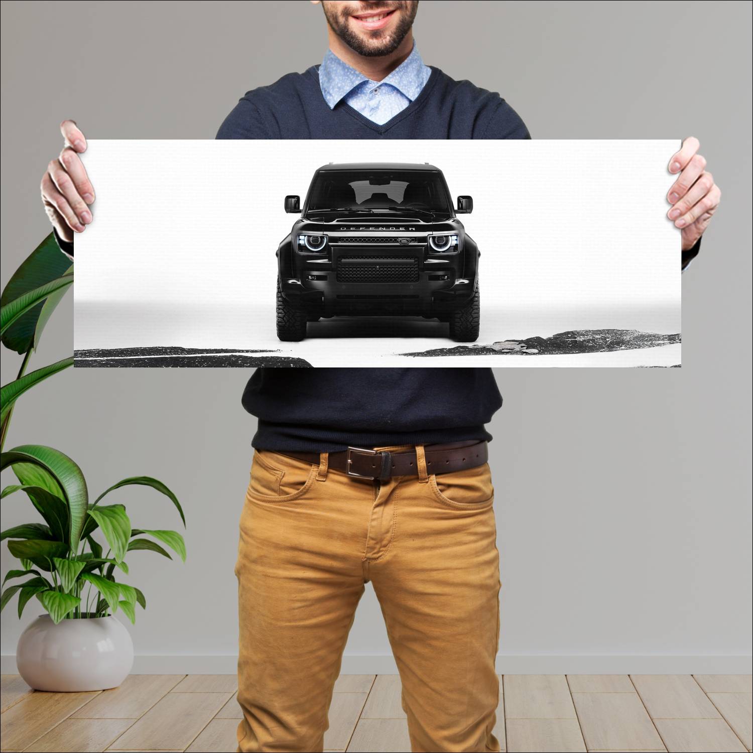 Cuadro grande 30x80cm 2026 Land Rover Defender Octa Black Land