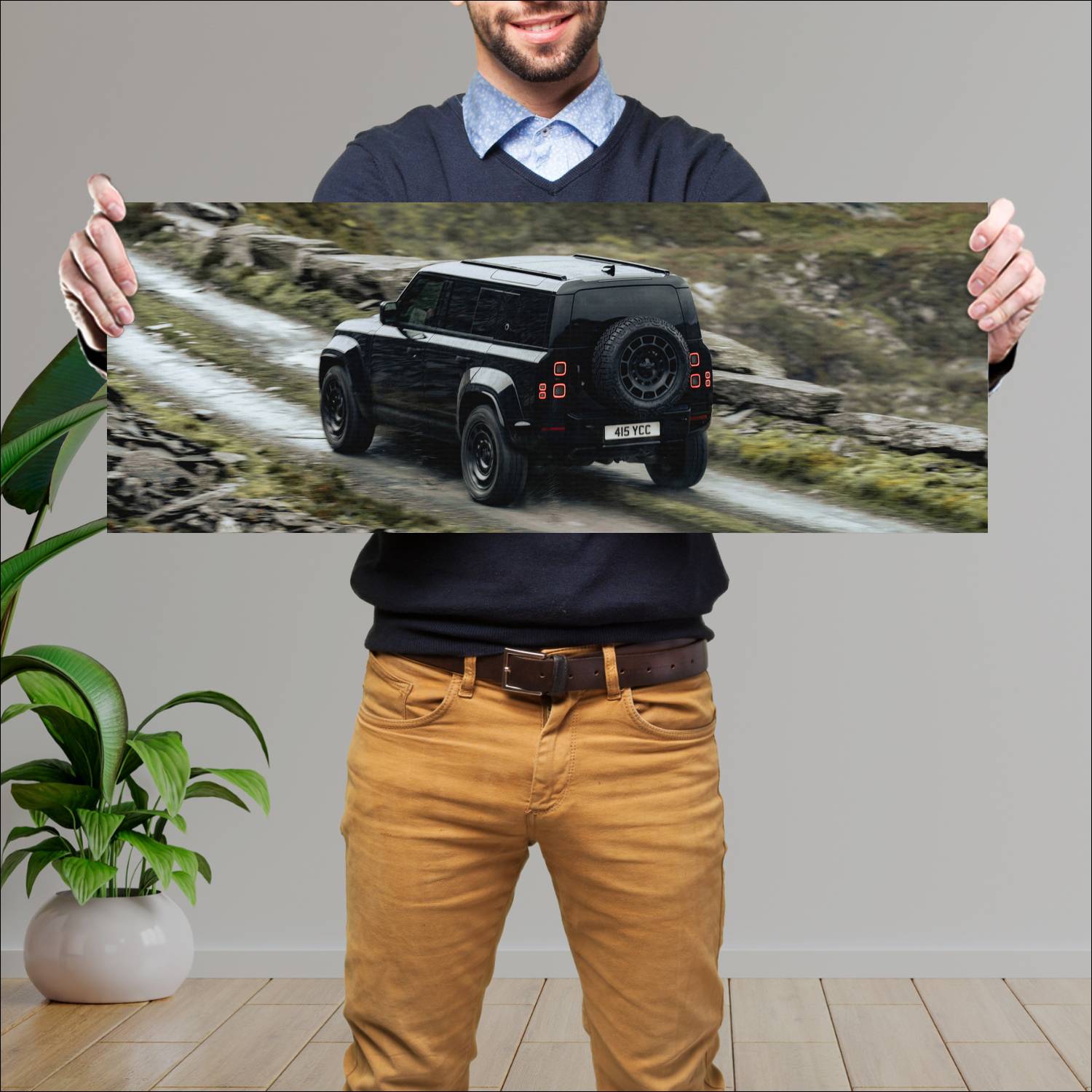 Cuadro grande 30x80cm 2026 Land Rover Defender Octa Black Land