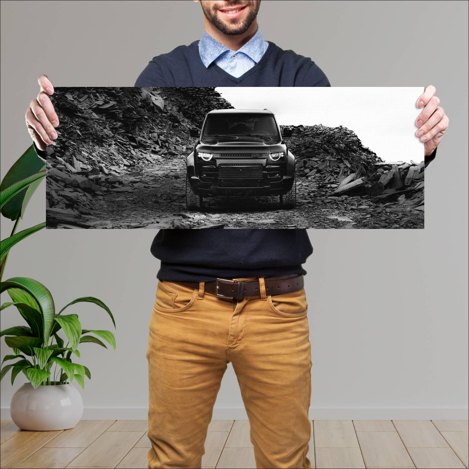 Cuadro grande 30x80cm 2026 Land Rover Defender Octa Black Land