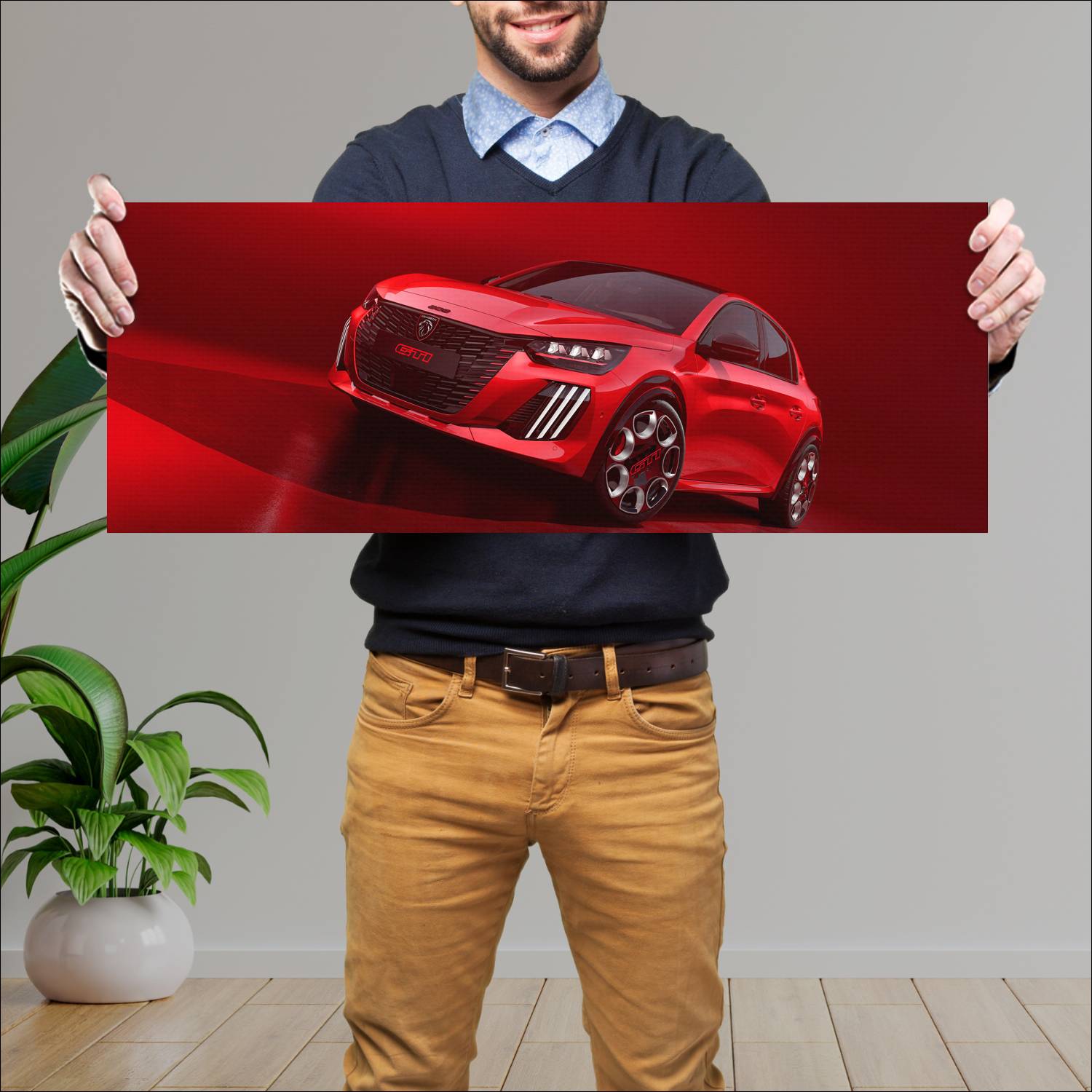 Cuadro grande 30x80cm 2026 Peugeot e 208 GTi Peugeot