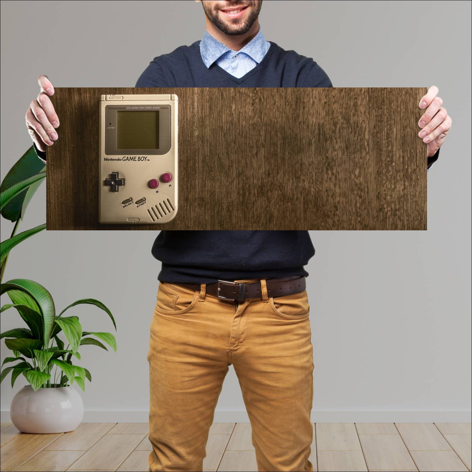 Cuadro grande 30x80cm Game Boy Piso madera Gamer