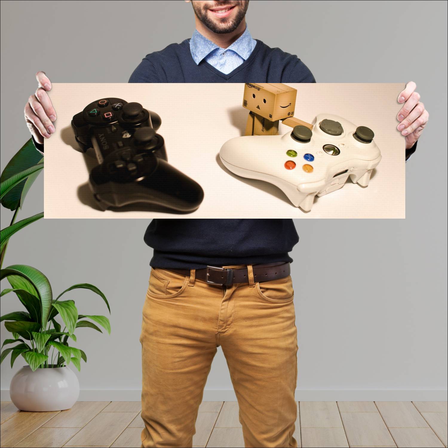 Cuadro grande 30x80cm Joystick Xbox y Play Gamer