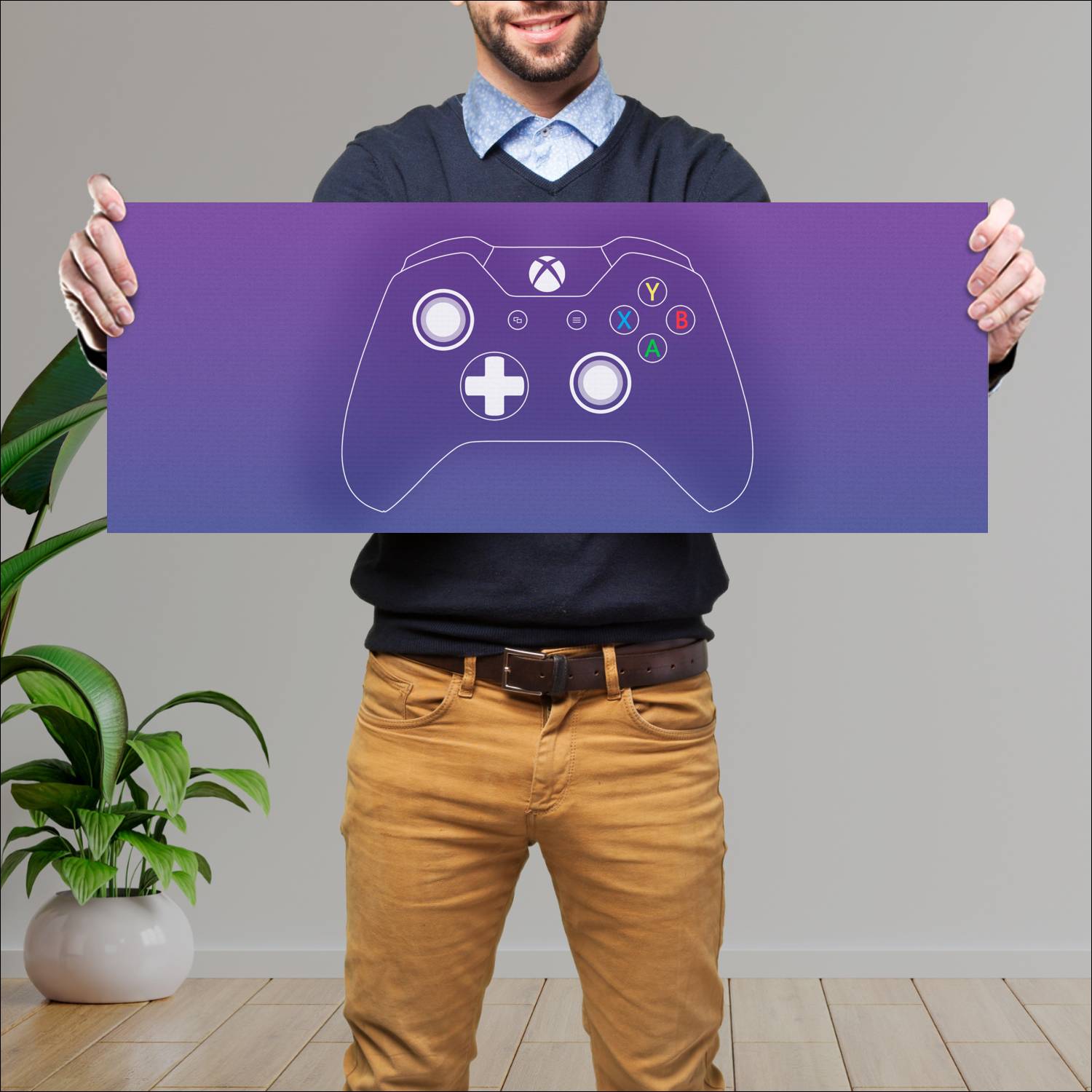 Cuadro grande 30x80cm Joystick Xbox One Ilustracion Gamer