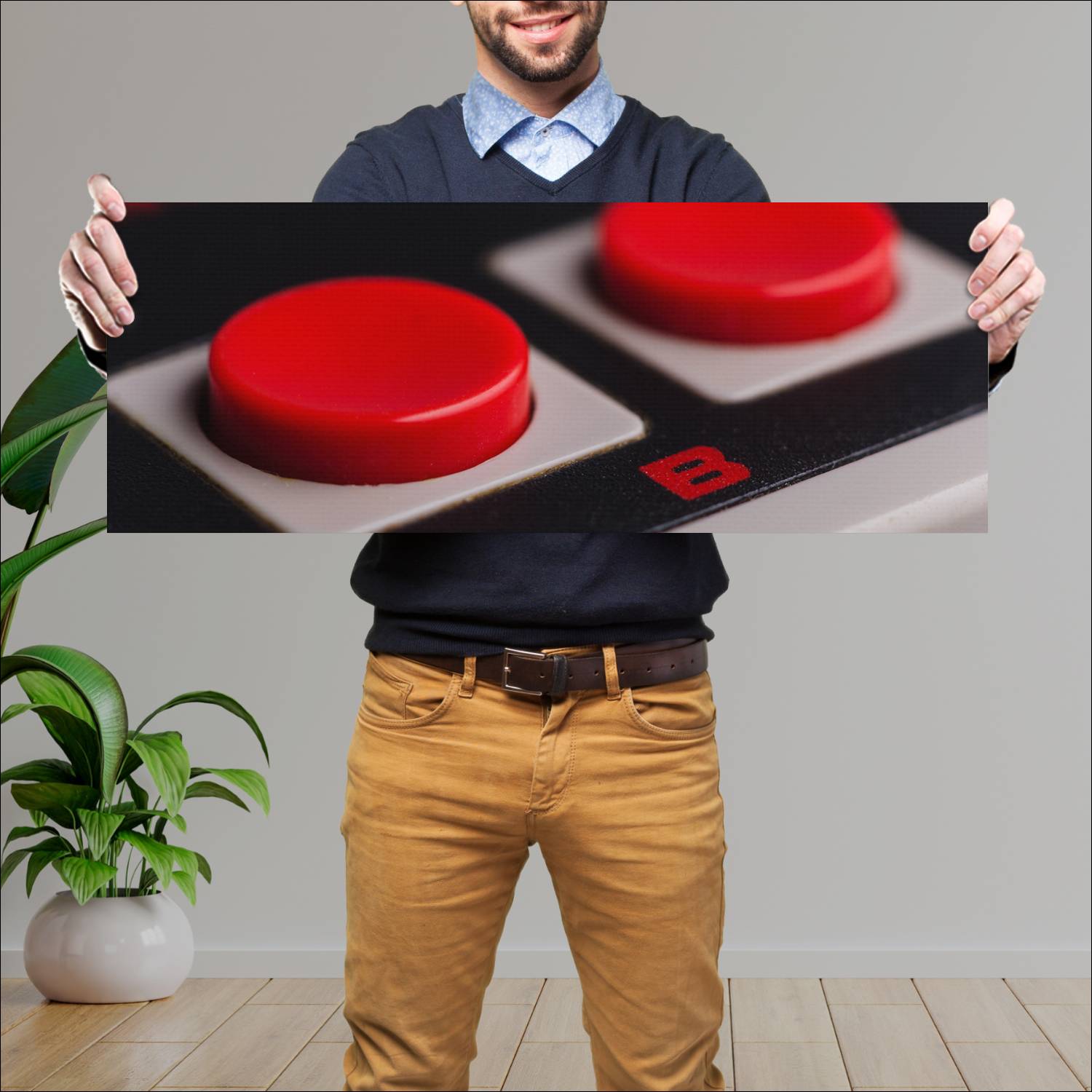 Cuadro grande 30x80cm Macro Botones Gamer