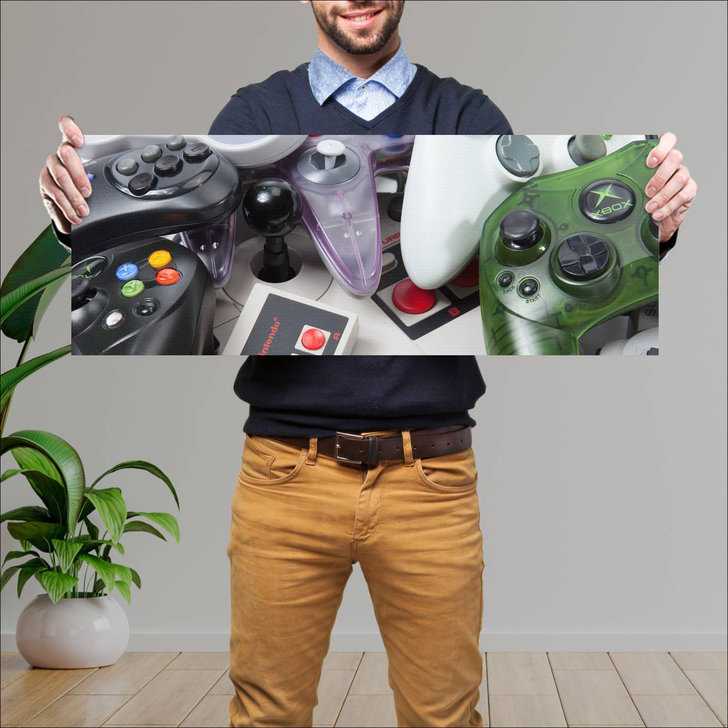 Cuadro grande 30x80cm Joystick Muchas Consolas Gamer
