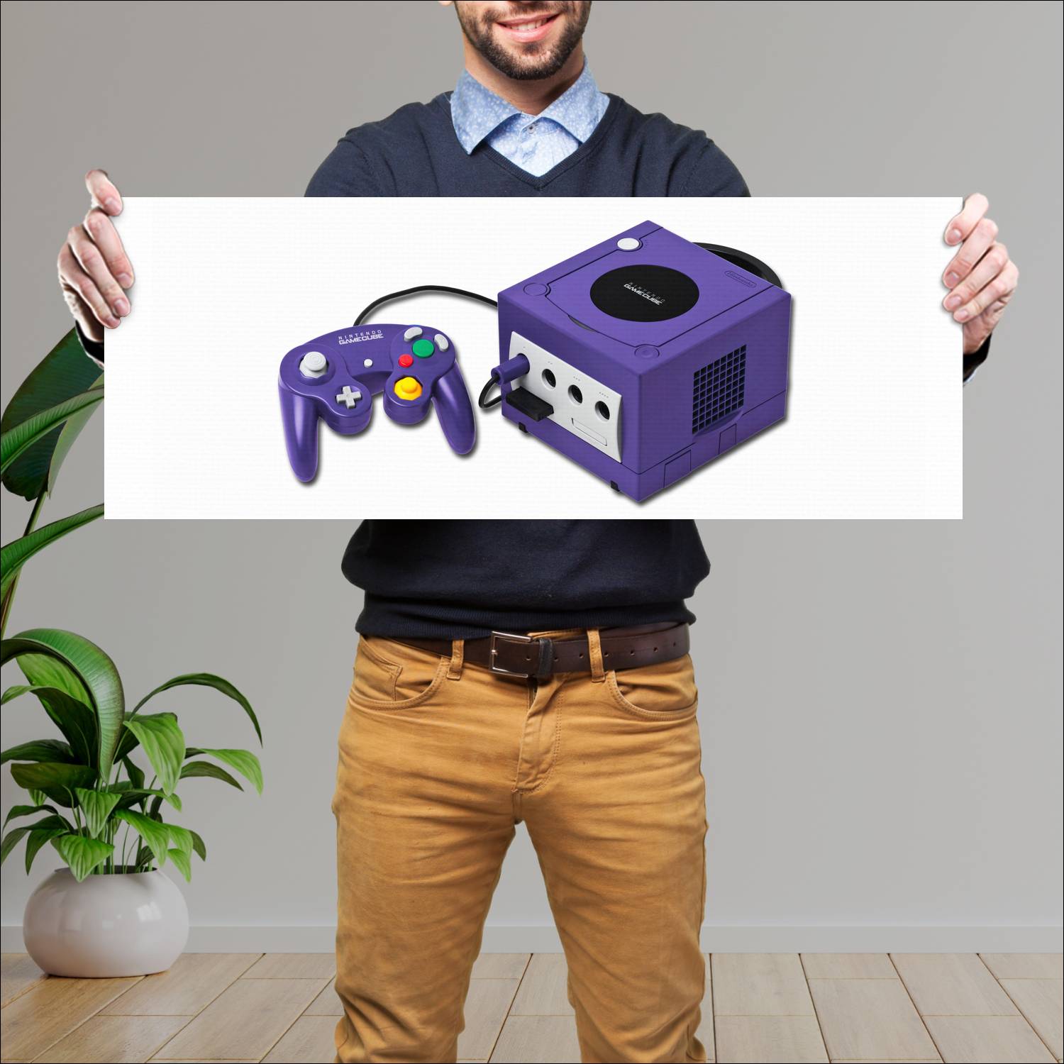 Cuadro grande 30x80cm Gamecube Consola y Joystick Gamer