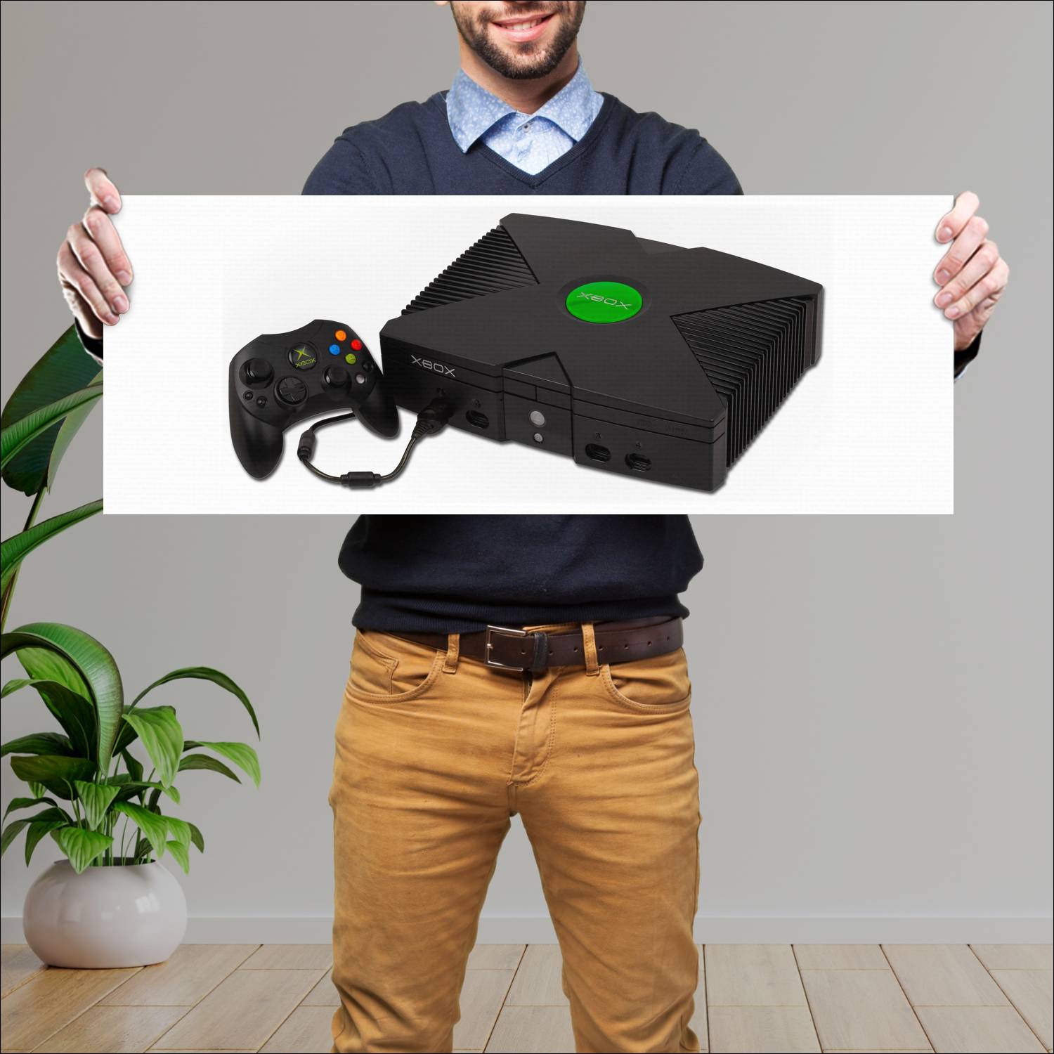 Cuadro grande 30x80cm XBox Consola y Joystick Gamer