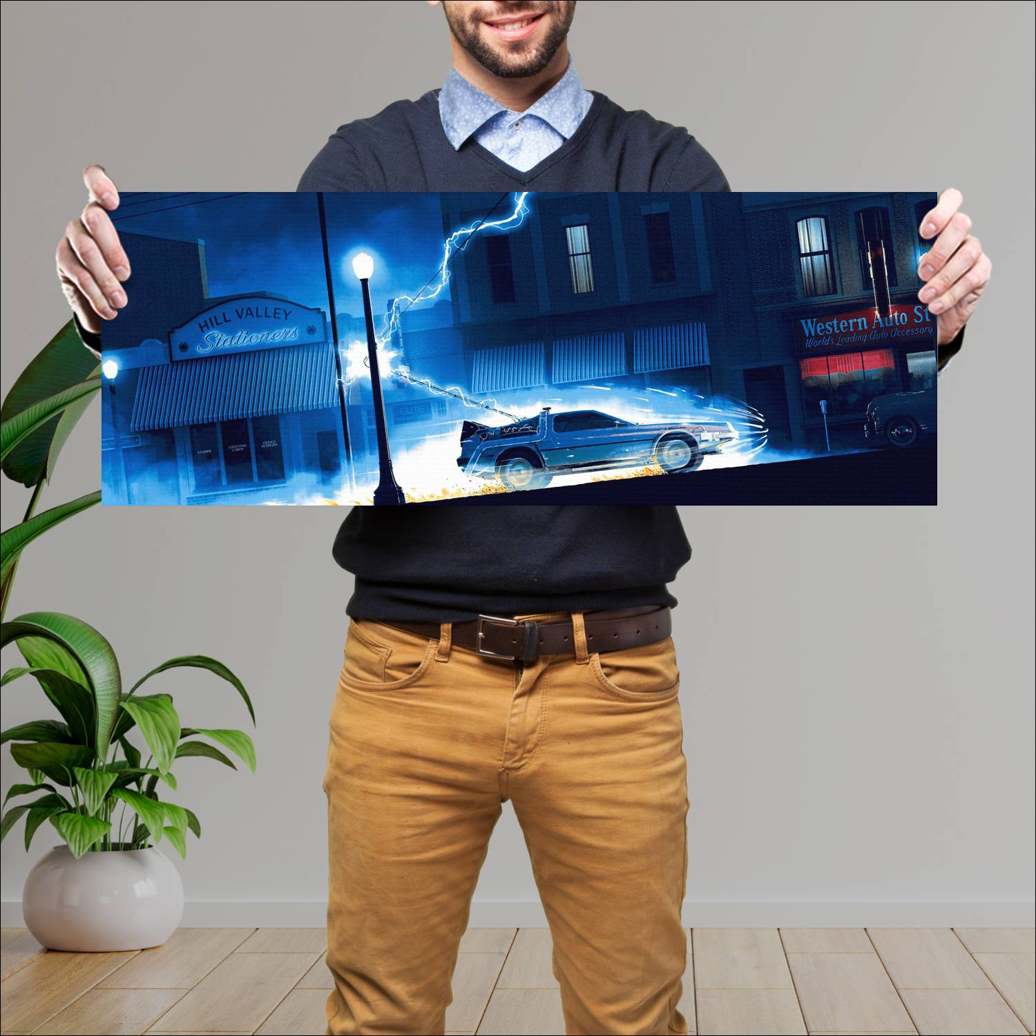 Cuadro grande 30x80cm DeLorean Rayo Volver Al Futuro