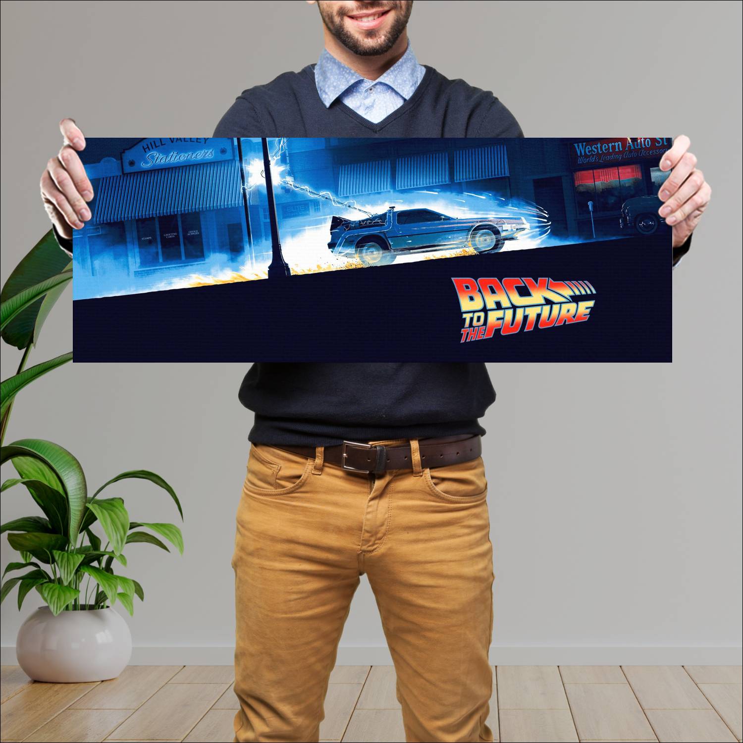 Cuadro grande 30x80cm DeLorean Rayo Logo Volver Al Futuro