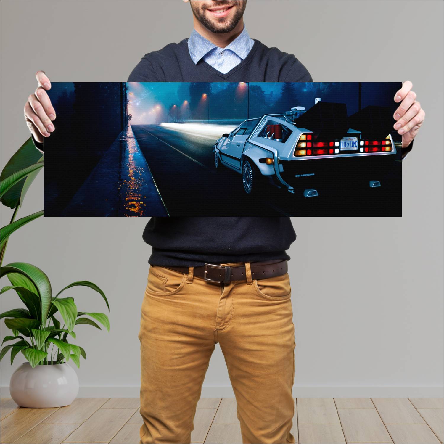 Cuadro grande 30x80cm DeLorean Andando Volver Al Futuro