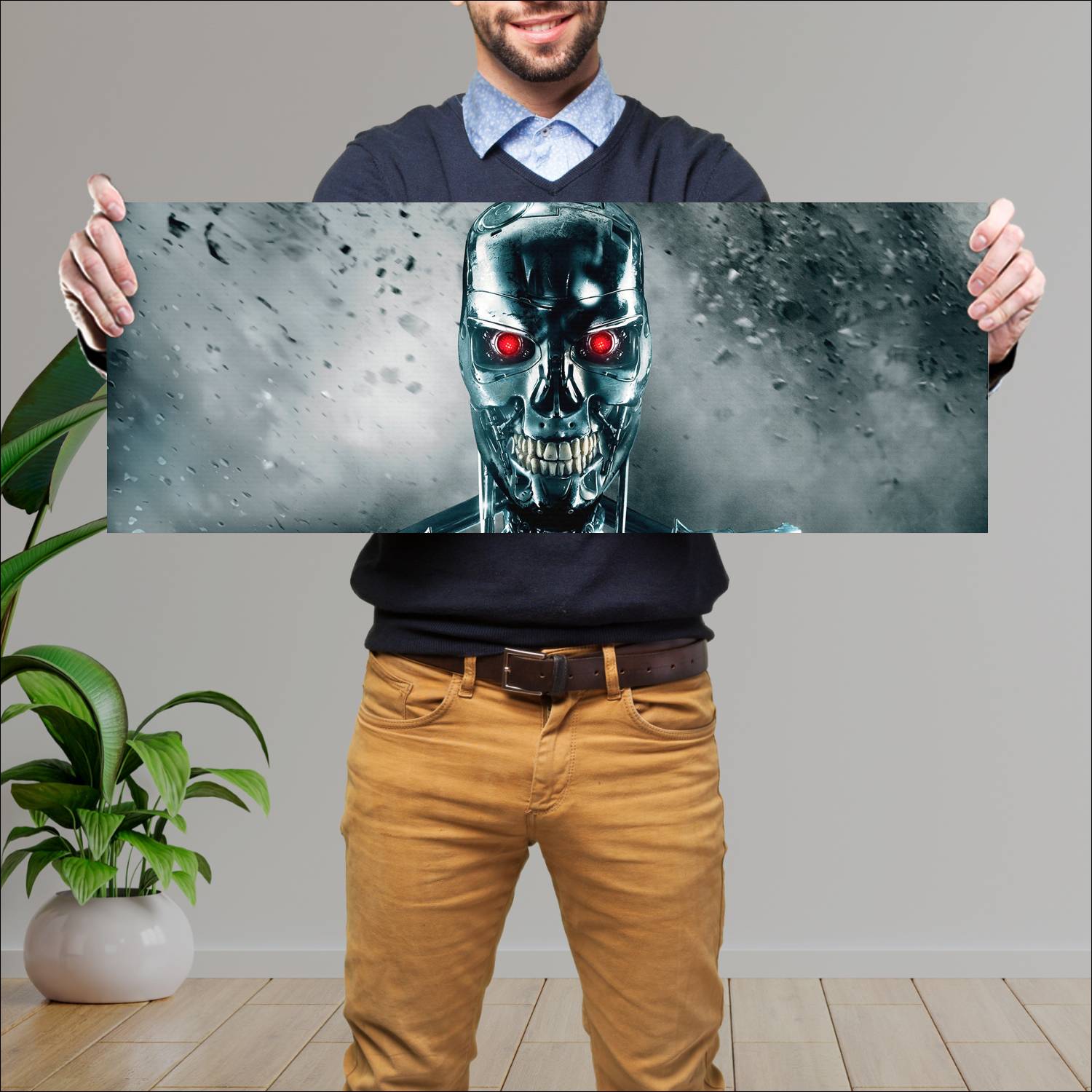 Cuadro grande 30x80cm T-800 Esqueleto Frente Terminator