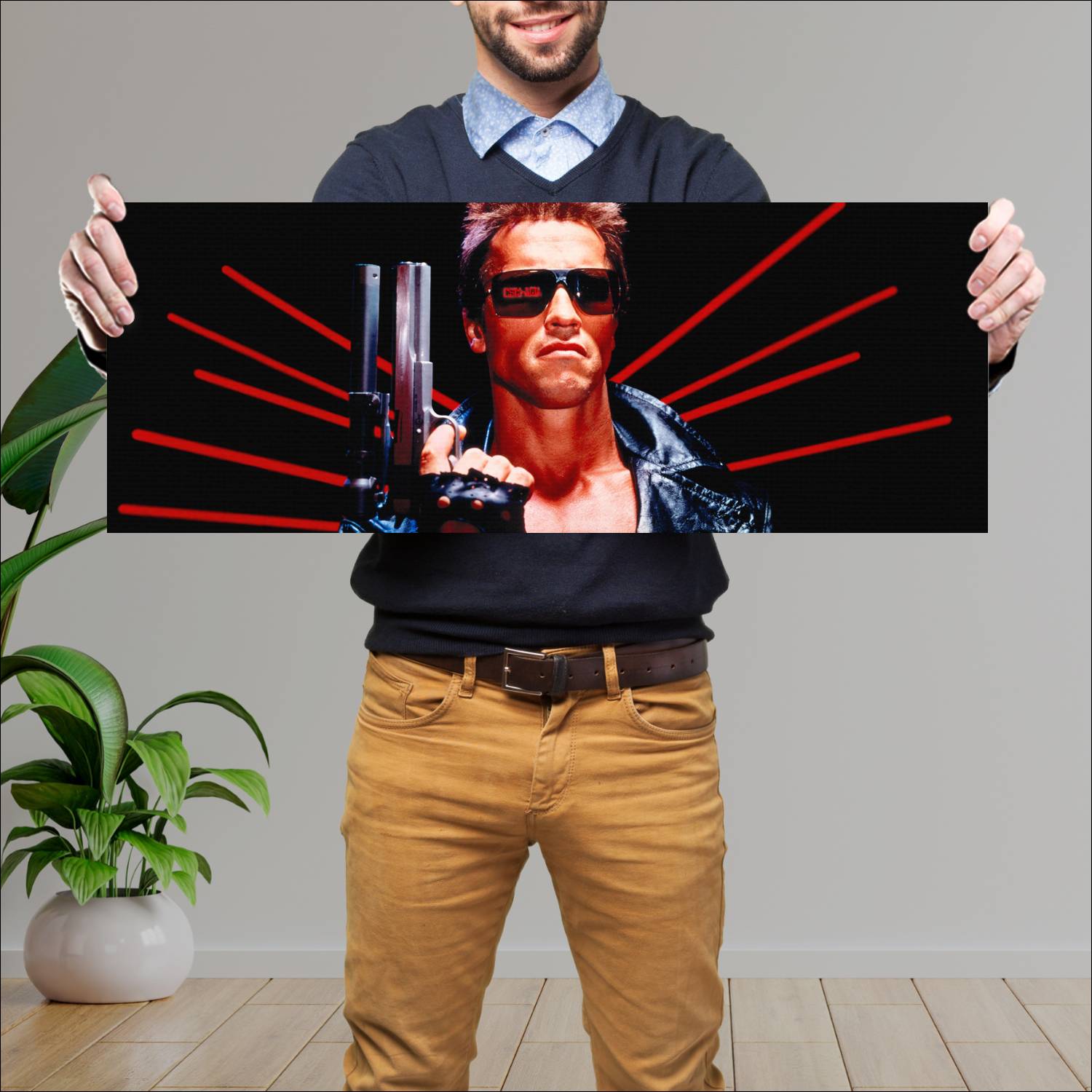Cuadro grande 30x80cm T-800 Pistola Terminator