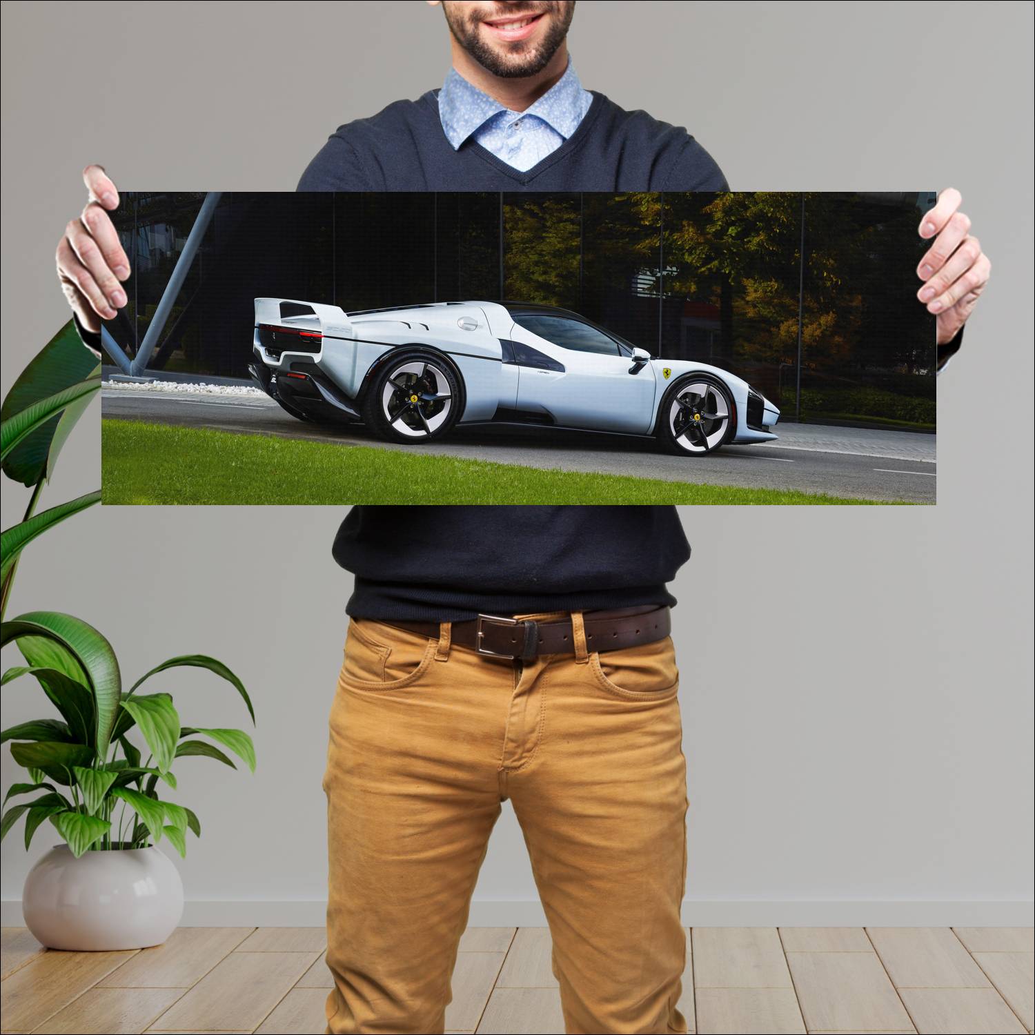 Cuadro grande 30x80cm 2025 Ferrari SC40 001 Ferrari