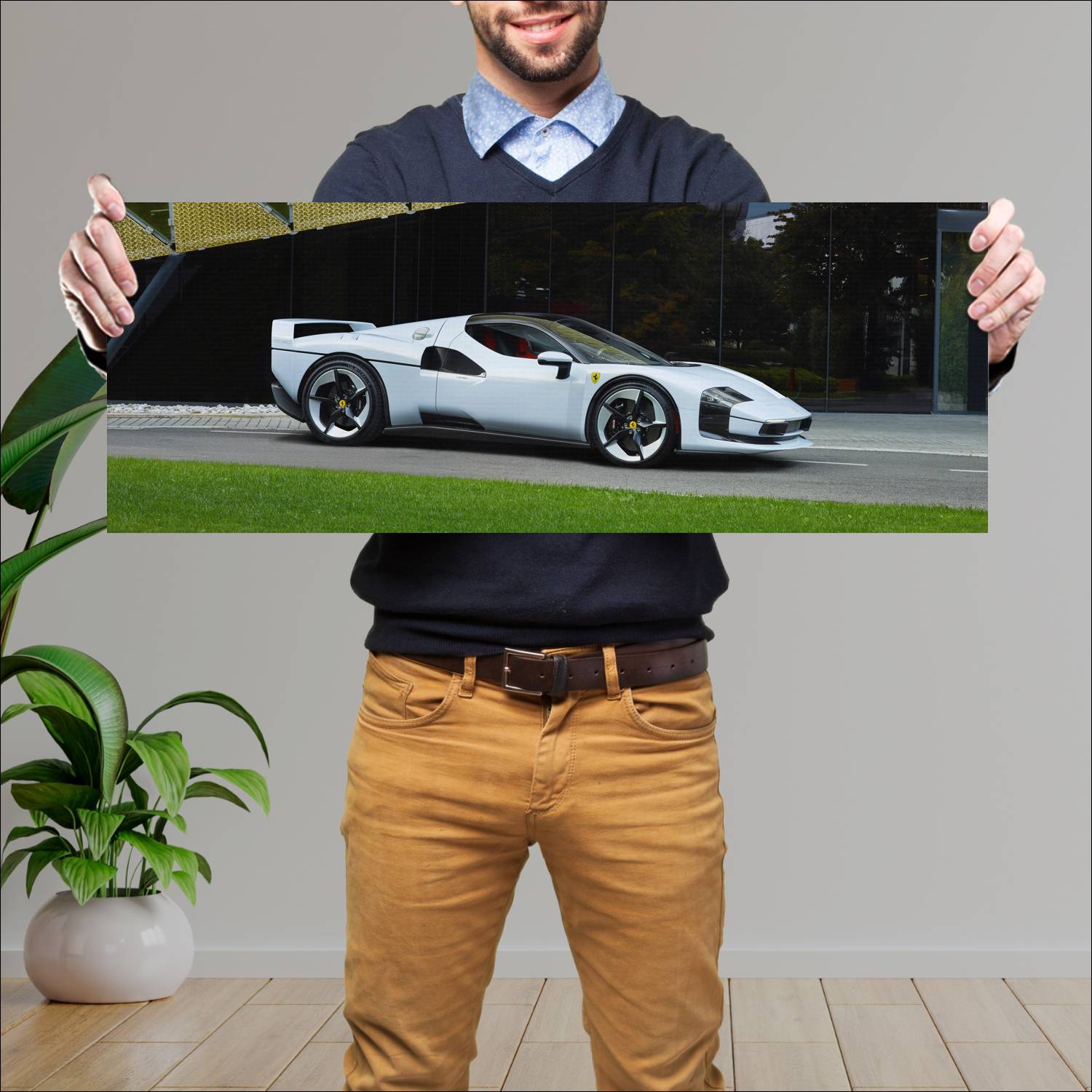 Cuadro grande 30x80cm 2025 Ferrari SC40 004 Ferrari
